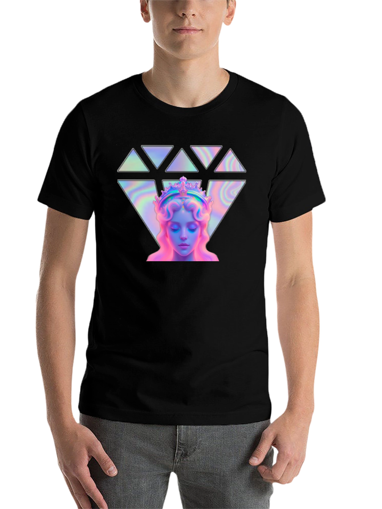 Black Mystic Crown Graphic Tee - Holographic Design view 7