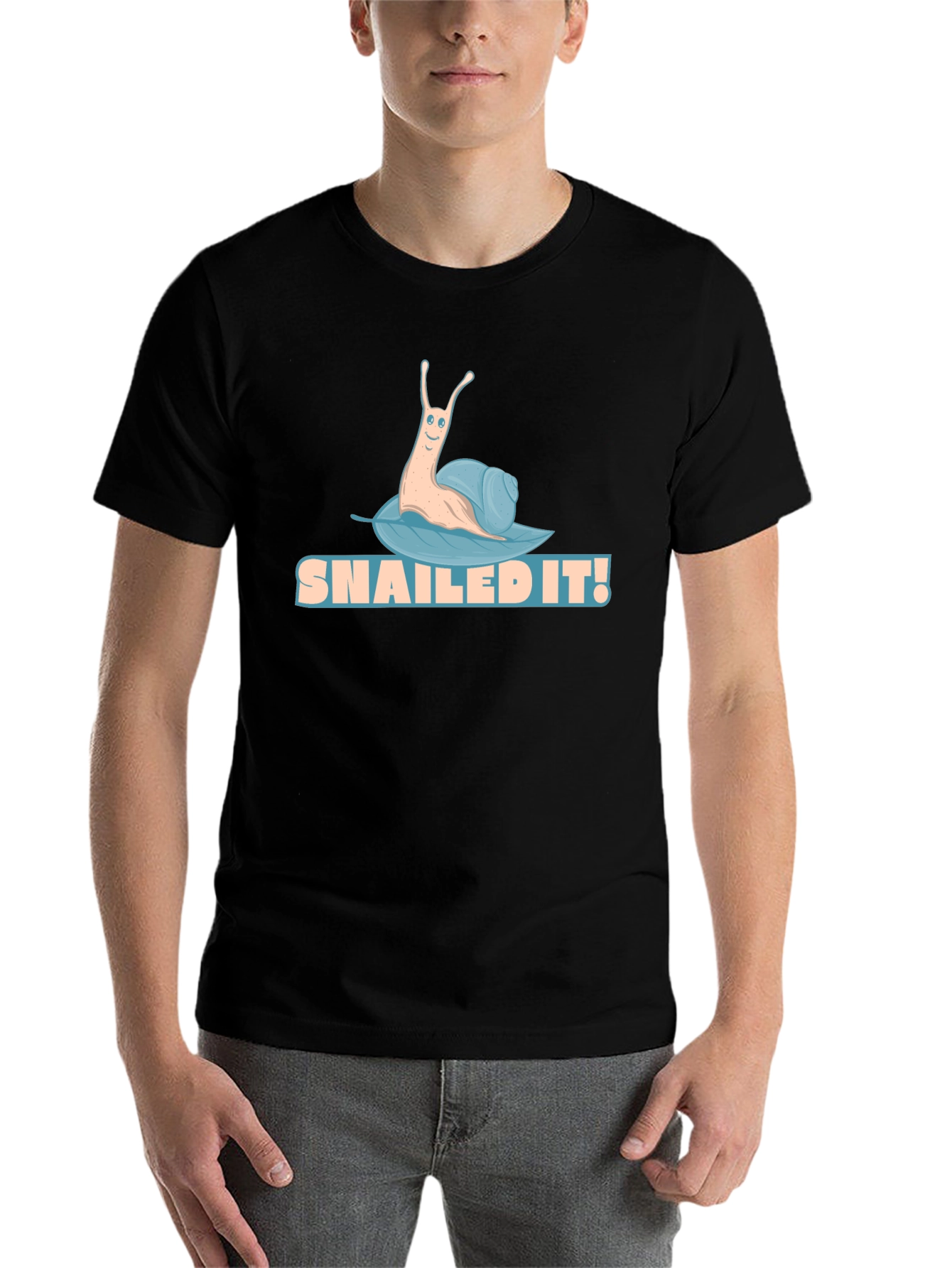 Black Snailed It! Funny Snail Graphic Tee view 7
