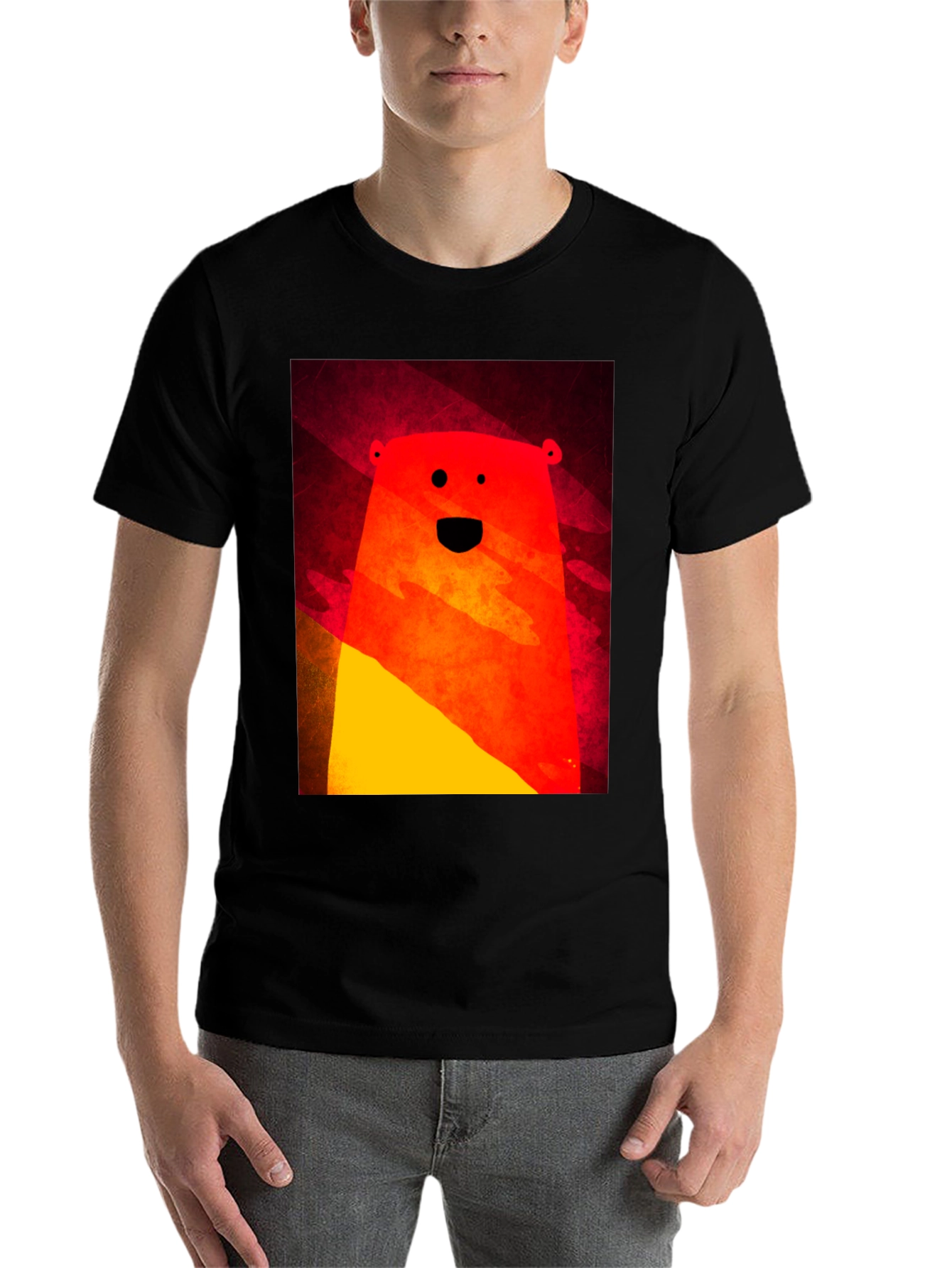 Black Funky Bear Graphic Tee - Modern Abstract Style view 7
