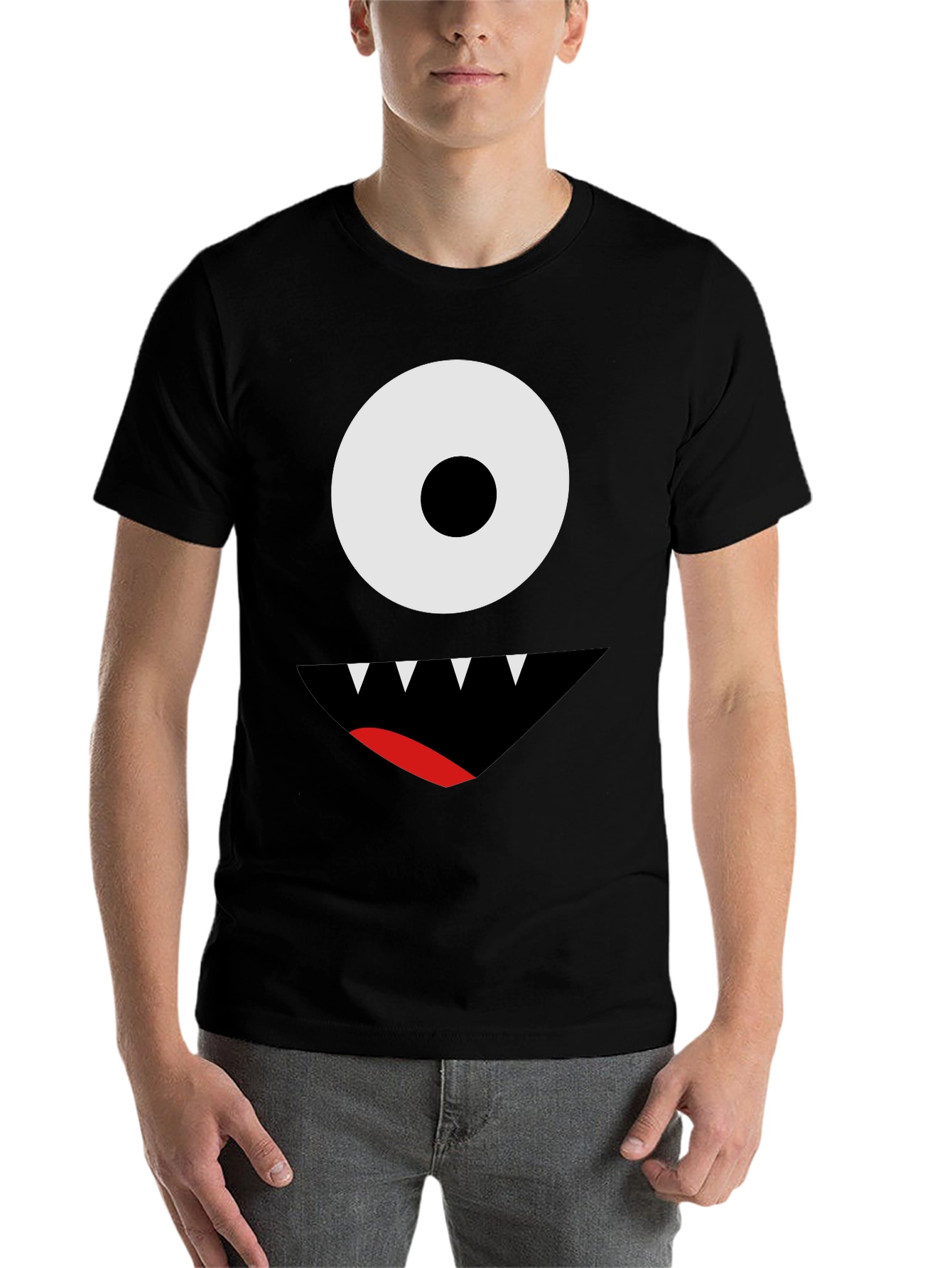 Black One-Eyed Monster Graphic Tee - Black Cotton T-Shirt view 7
