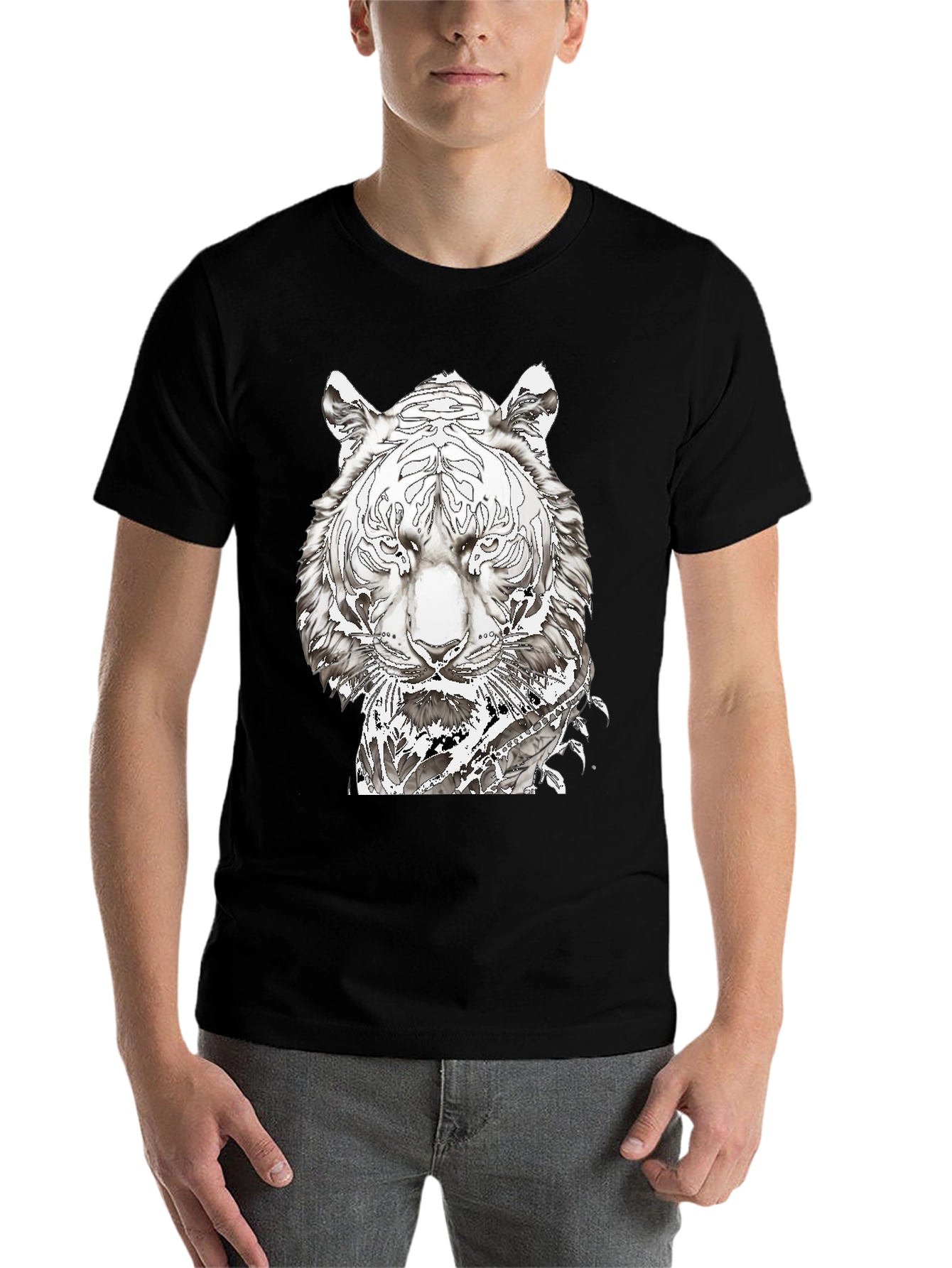 Black Black Tiger Graphic Print Tee view 7