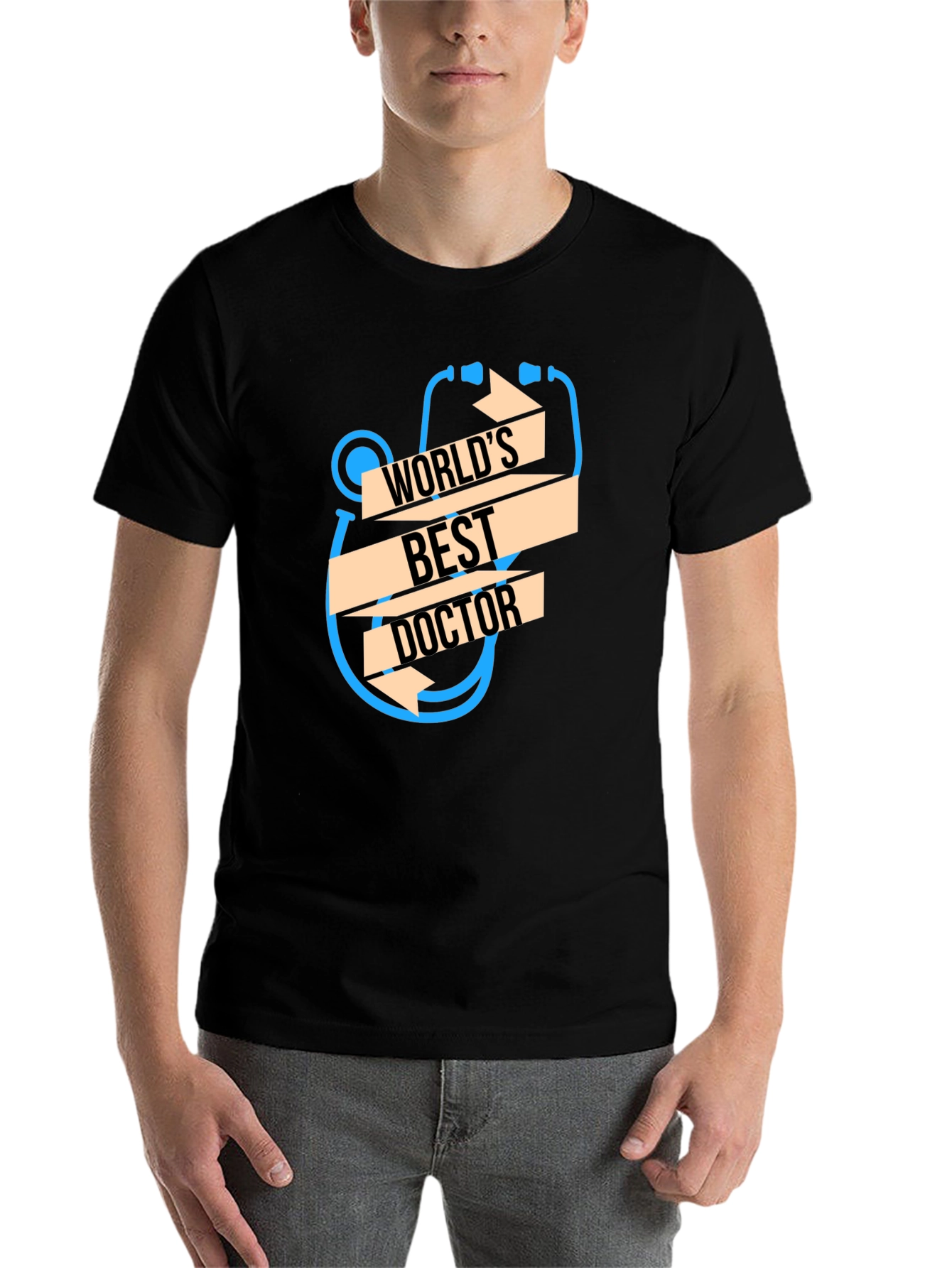 Black World's Best Doctor T-Shirt - Unique Stethoscope Design view 7