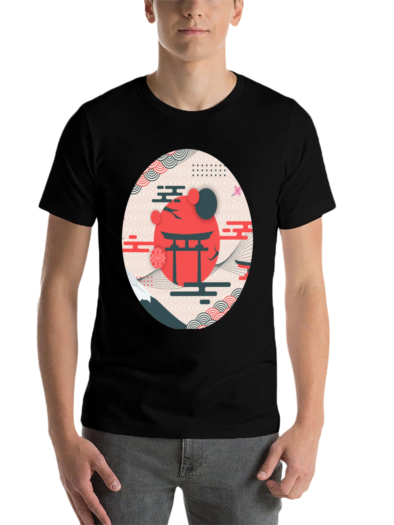 Black Japanese Inspired Graphic T-Shirt view 7
