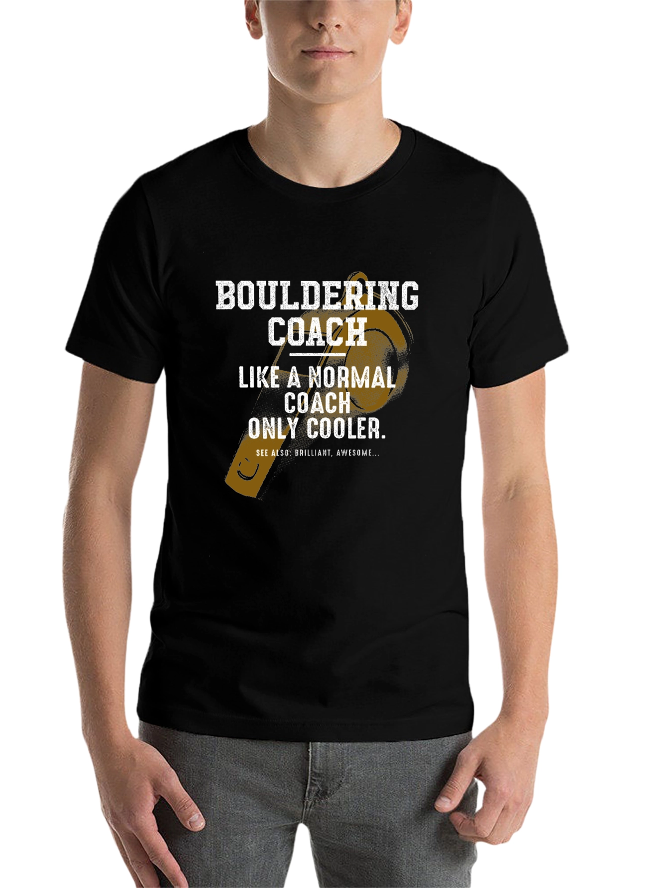 Black Bouldering Coach T-Shirt - Normal Coach Only Cooler Graphic Tee view 7