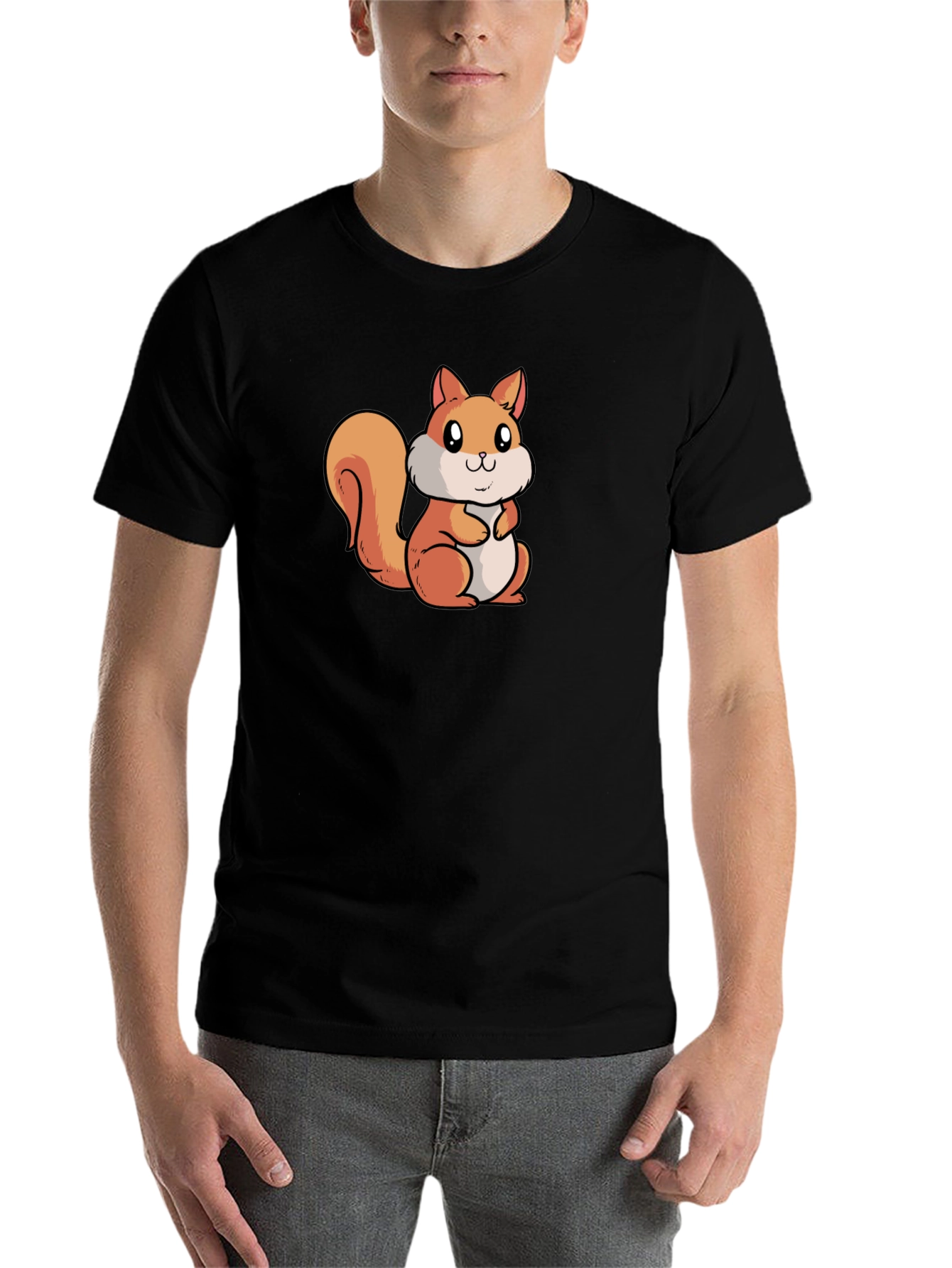Black Cute Squirrel Graphic Tee - Black view 7