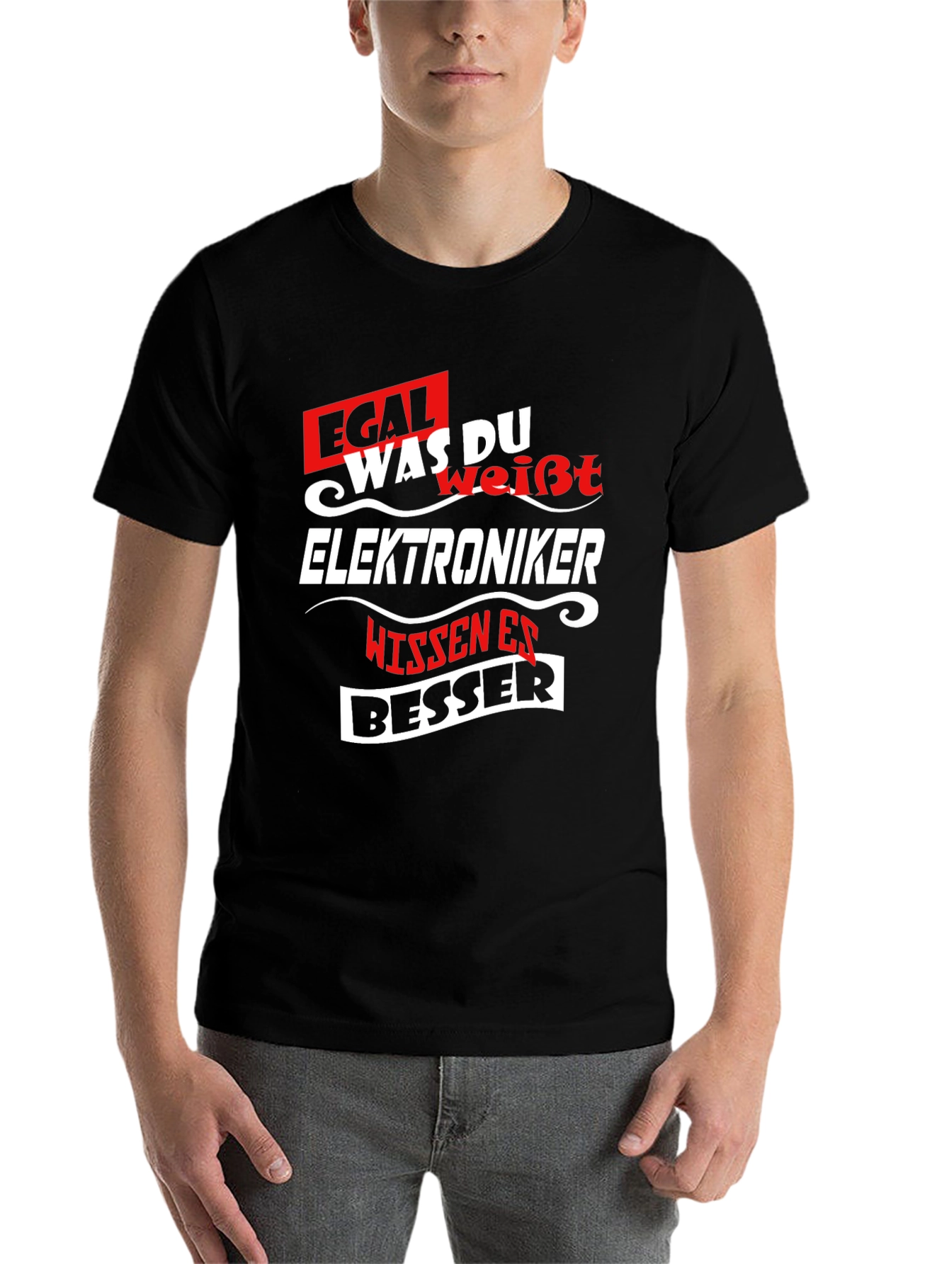 Black Electronics Expert T-Shirt - Egal Was Du WeiBt view 7