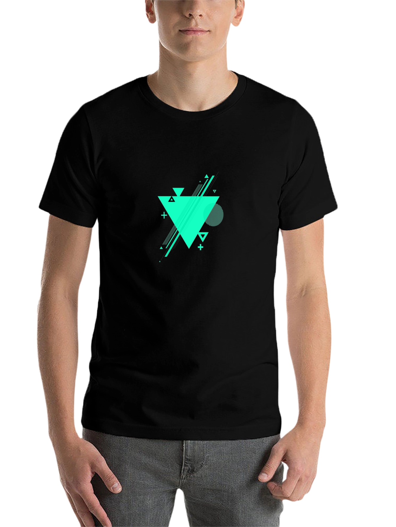 Black Abstract Geometric Triangle Tee view 7