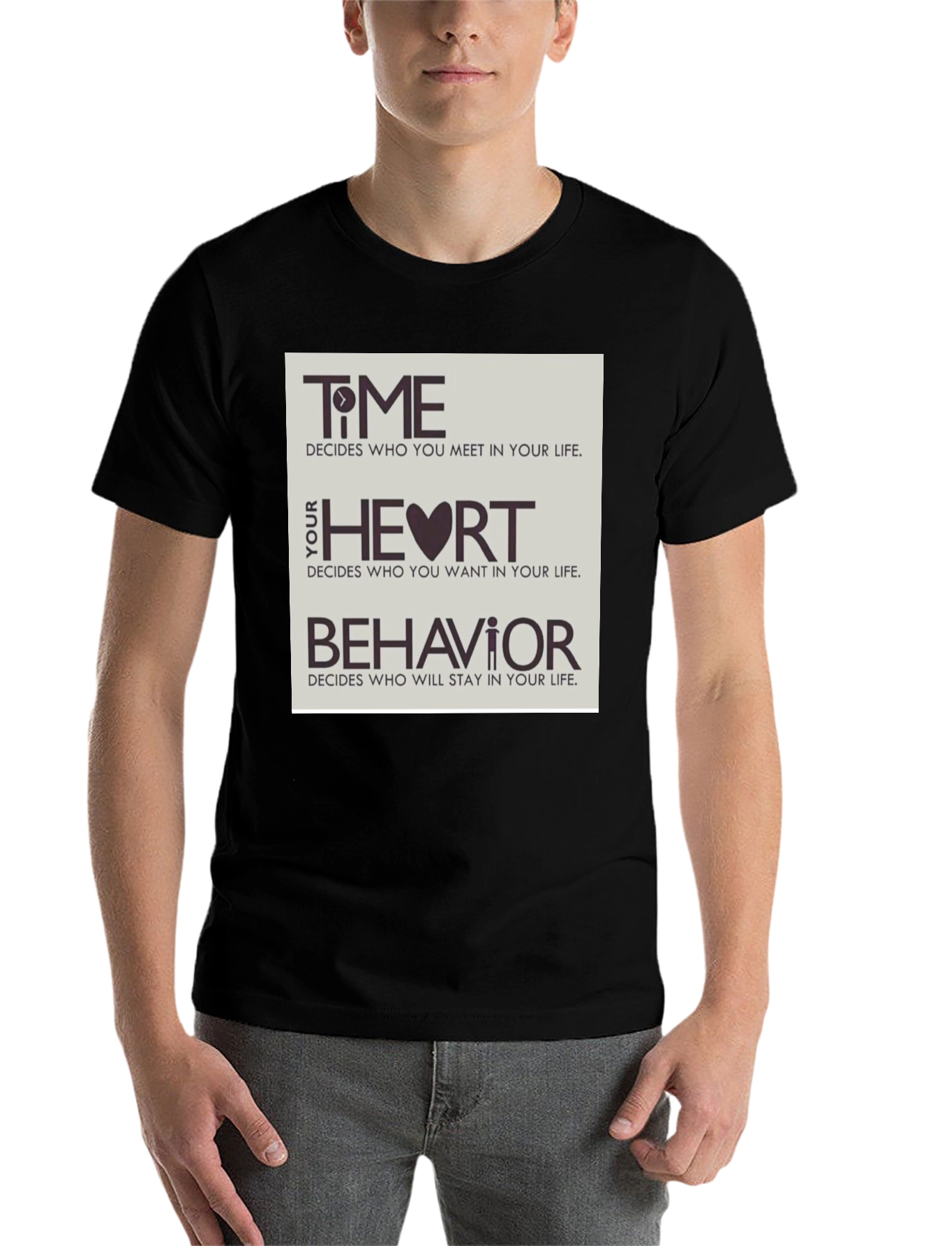 Black Time, Heart, & Behavior Graphic Tee view 7