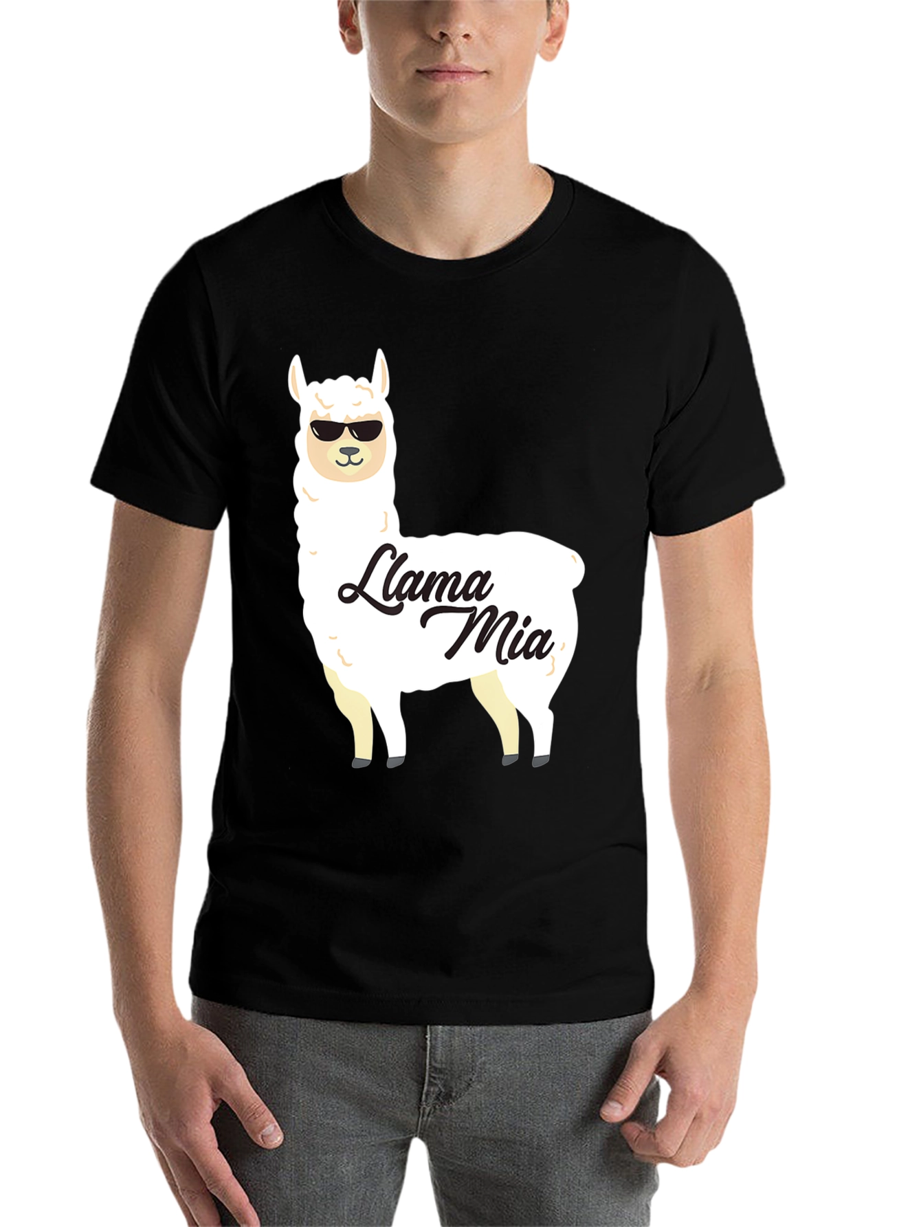 Black Llama Mia Graphic T-Shirt - Funny Animal Tee view 7