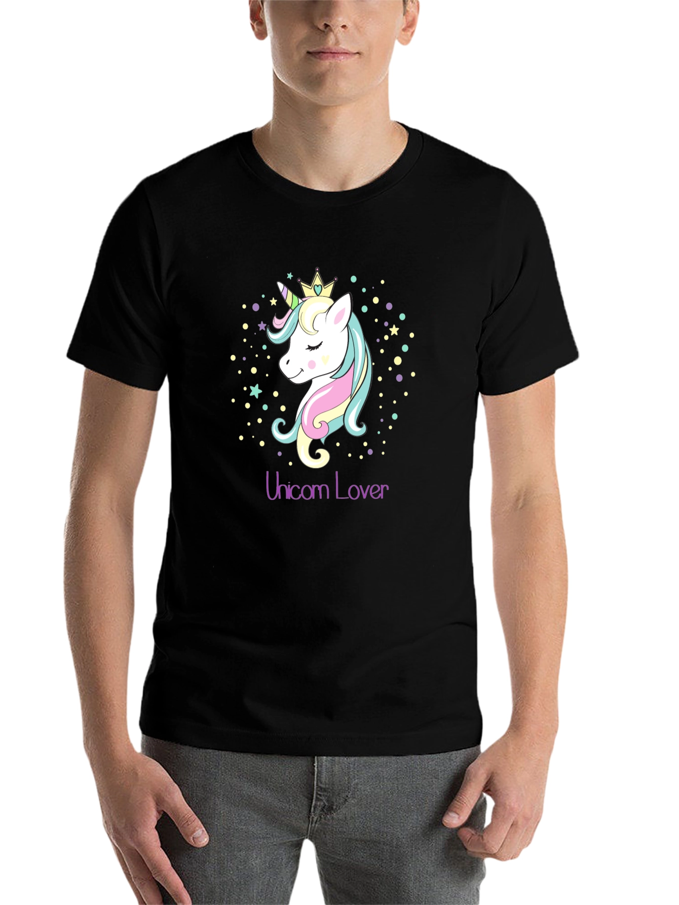 Black Unicorn Lover Black T-Shirt Graphic Tee view 7