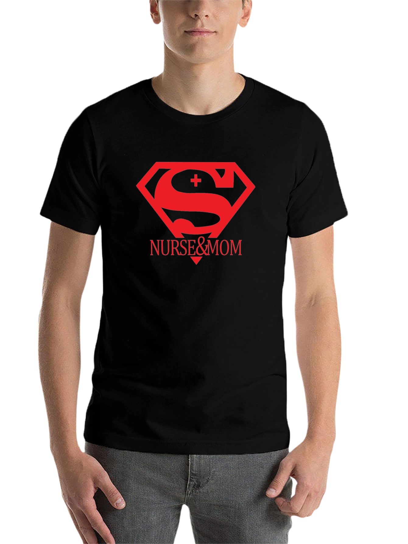 Black Nurse & Mom Superhero T-Shirt view 7
