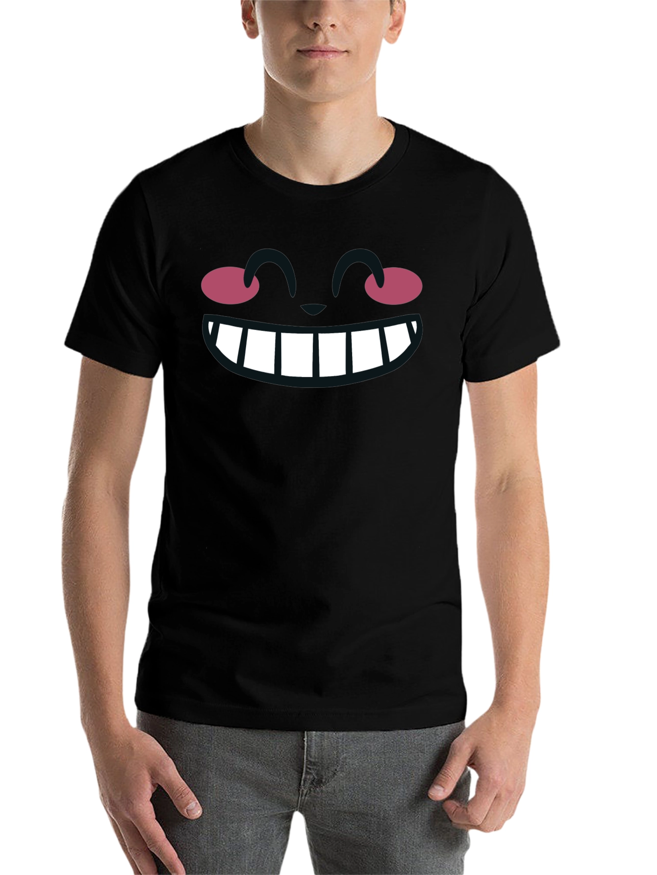 Black Funny Cartoon Face Graphic T-Shirt view 7