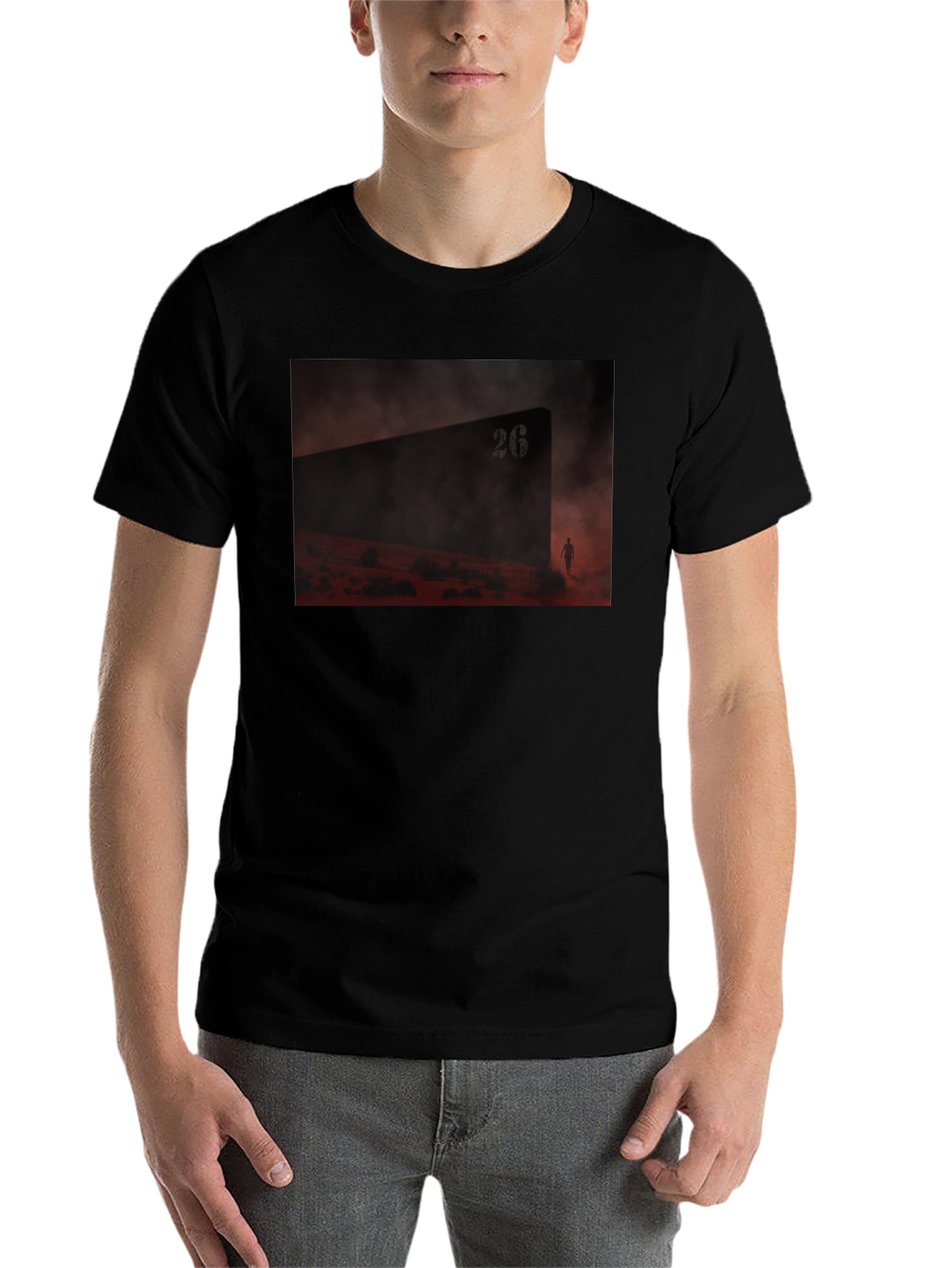 Black Abstract Landscape Graphic T-Shirt view 7