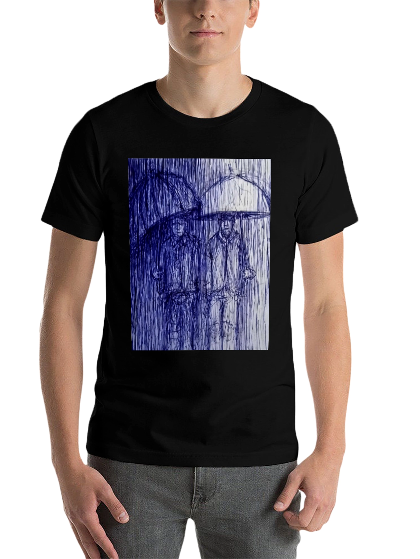 Black Rainy Day Sketch Graphic Tee view 7