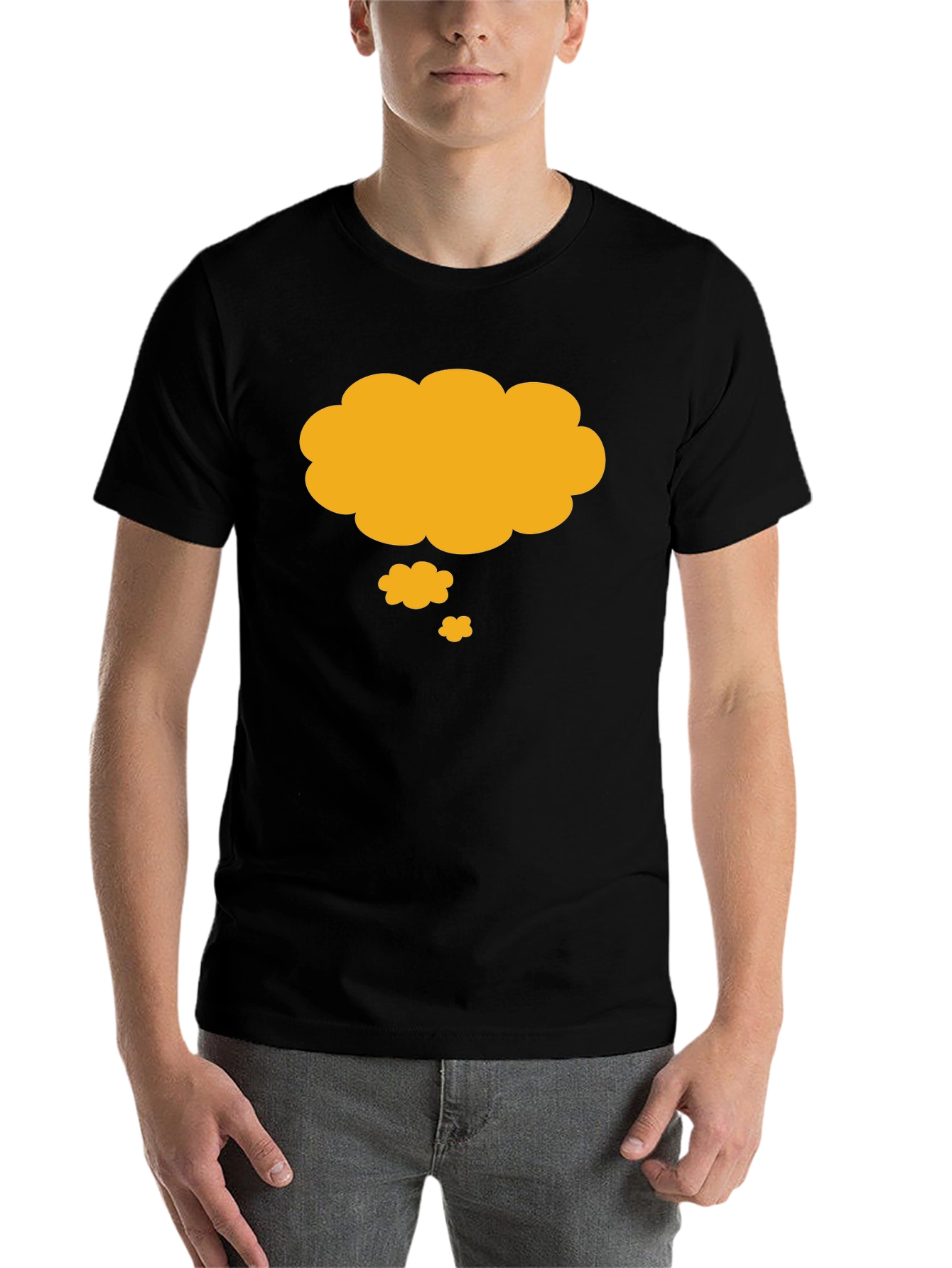 Black Thinking Cloud T-Shirt - Black, Casual Cotton Tee view 7