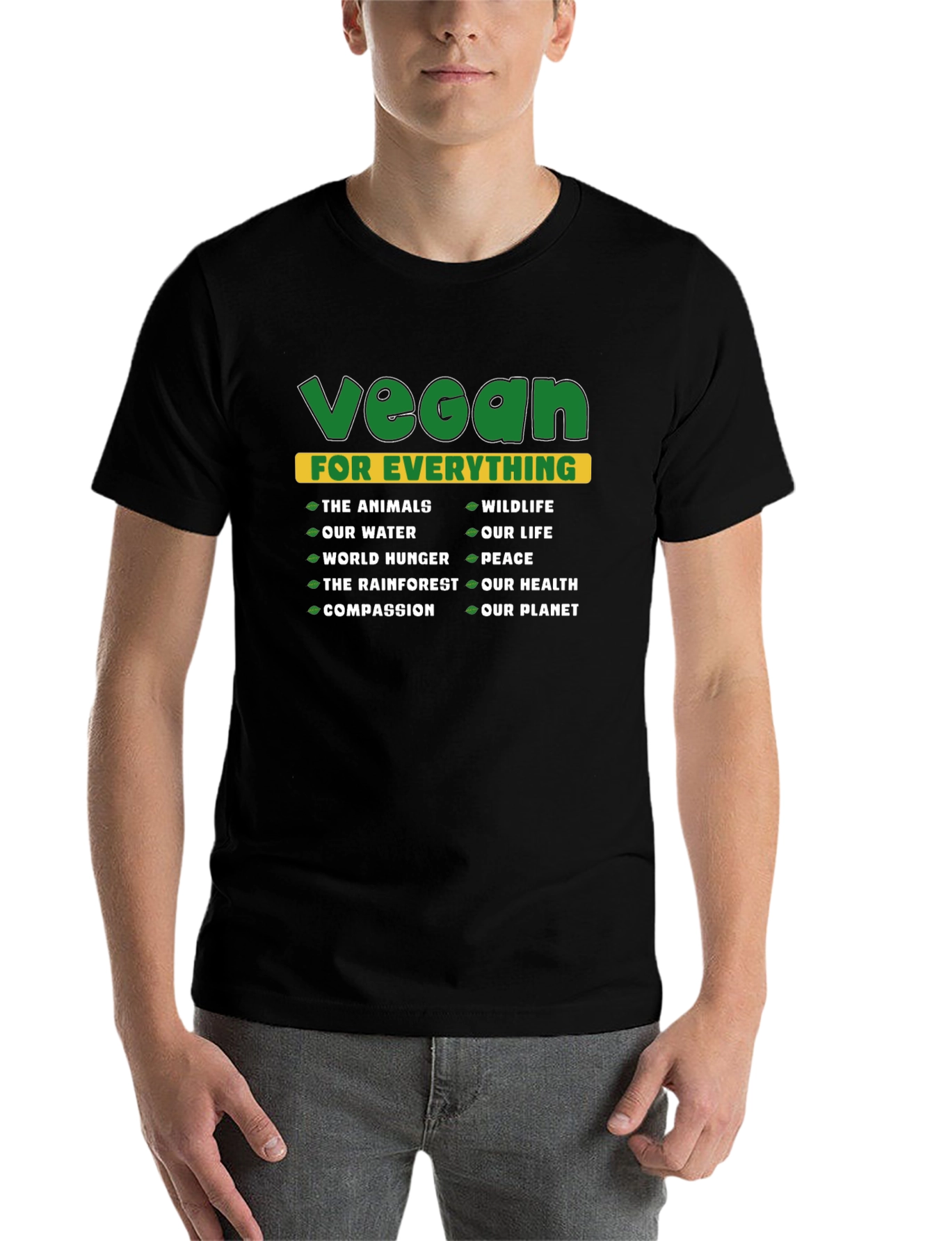 Black Vegan For Everything Graphic T-Shirt view 7