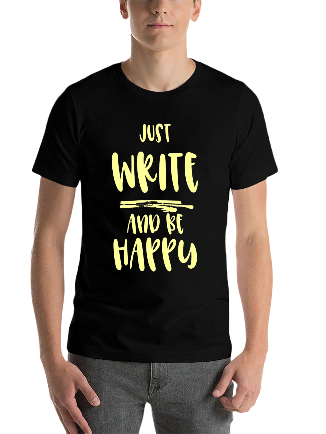 Black Just Write and Be Happy Graphic Tee view 7