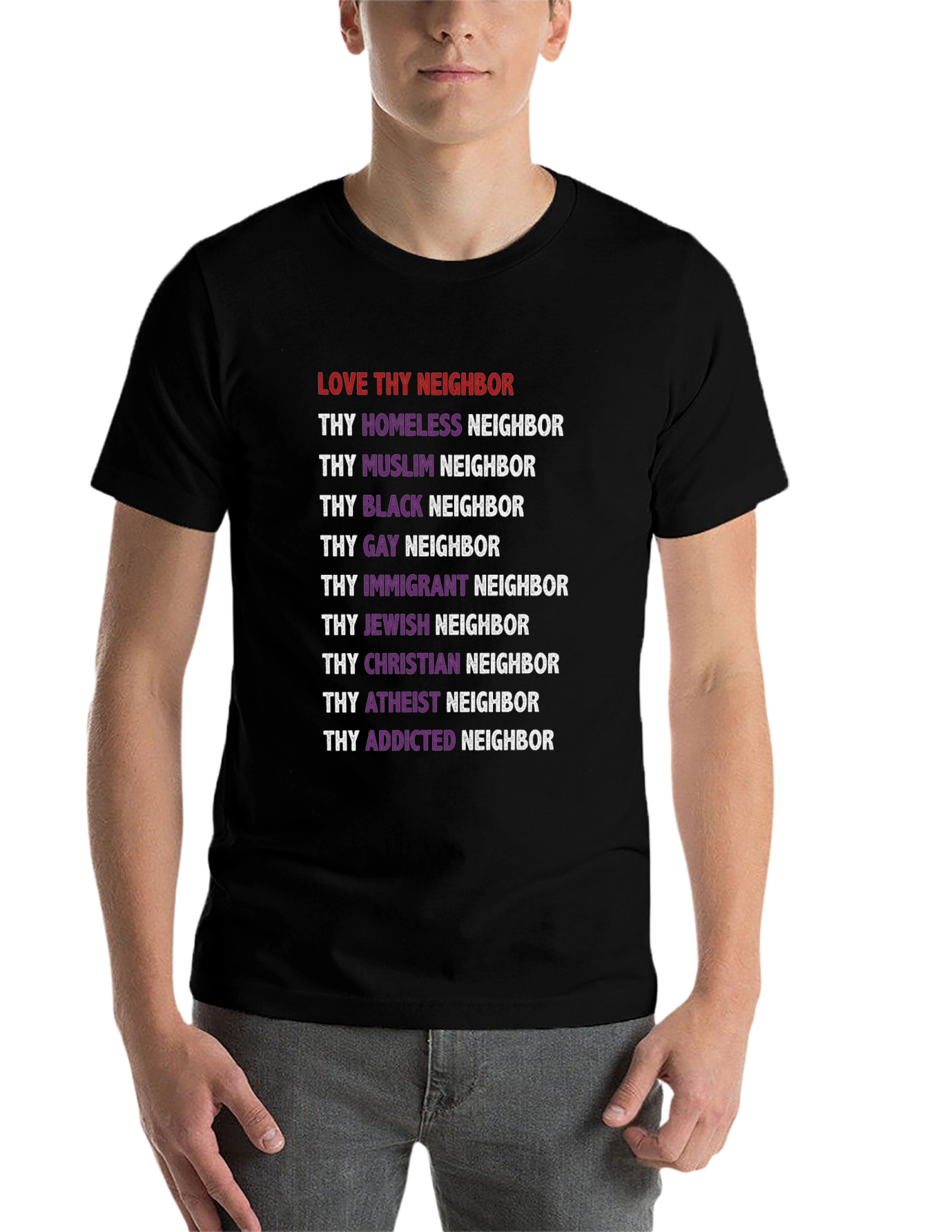 Love Thy Neighbor Graphic Tee - Black Unisex T-Shirt - 7