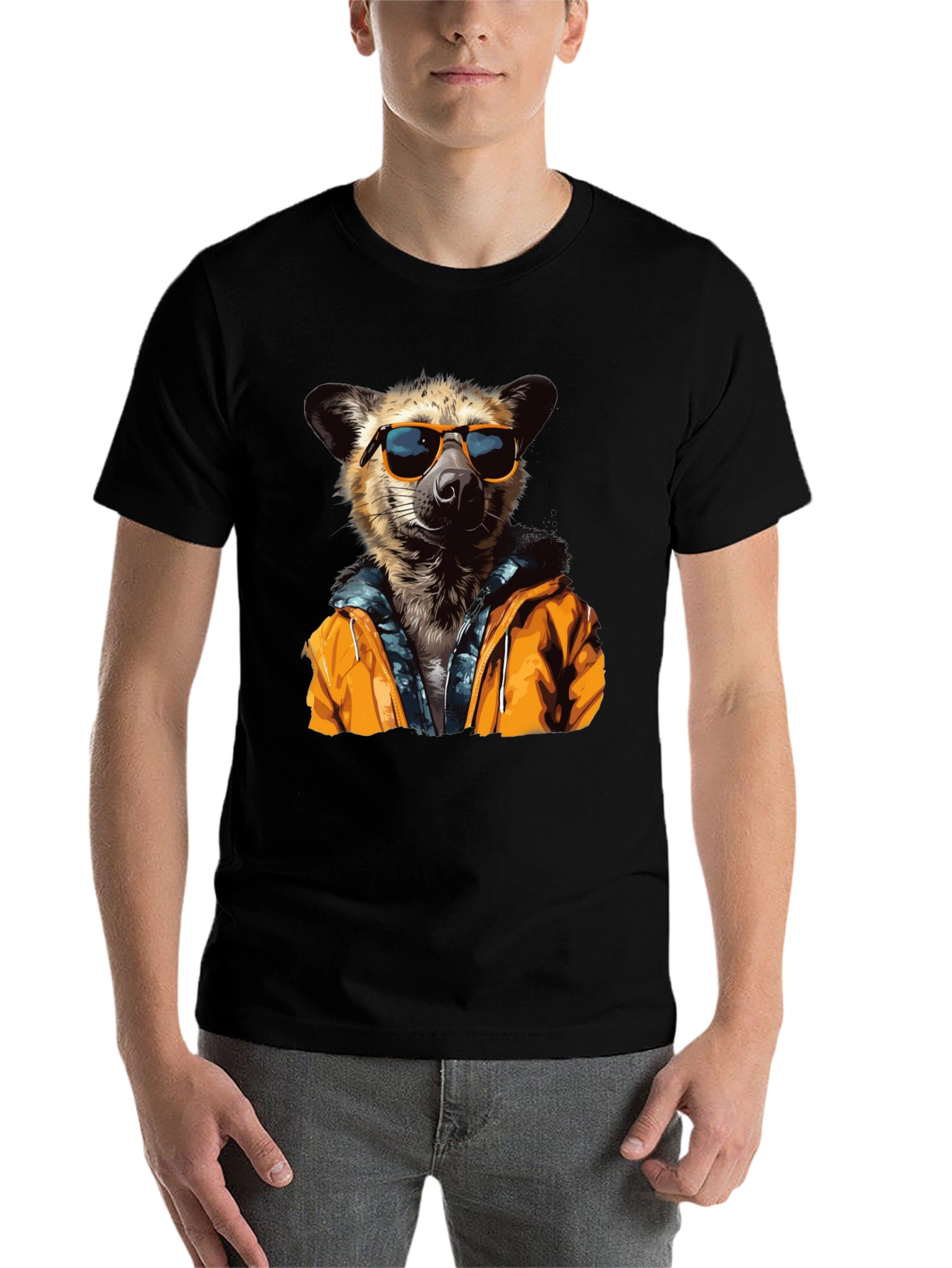 Black Cool Hyena Graphic Tee - Trendy Animal T-Shirt view 7