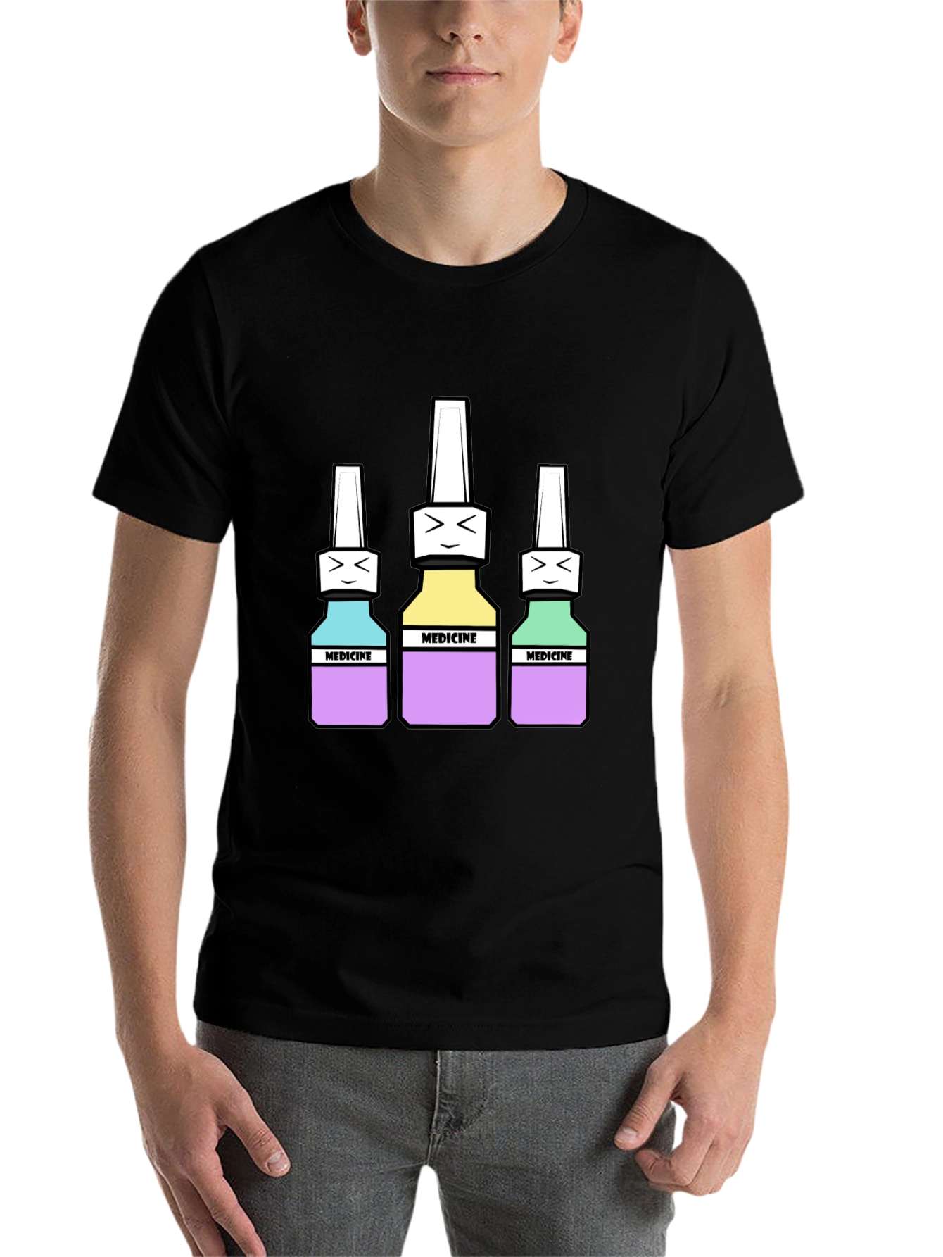 Black Medicine Bottles Graphic Tee - Unisex view 7