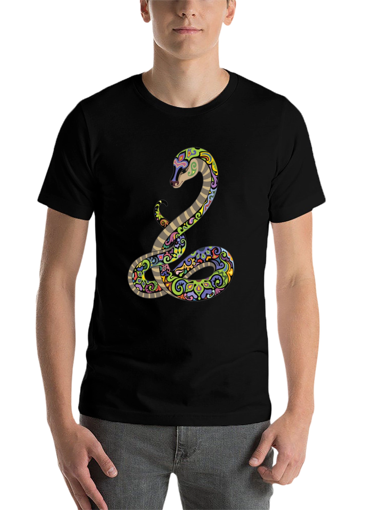 Black Cool Snake Graphic Tee - Black T-Shirt view 7