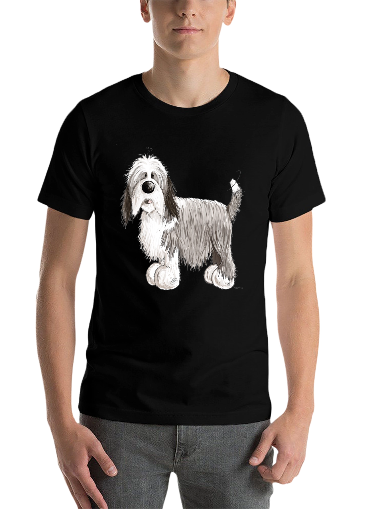 Black Bearded Collie Dog Graphic Tee - Black view 7