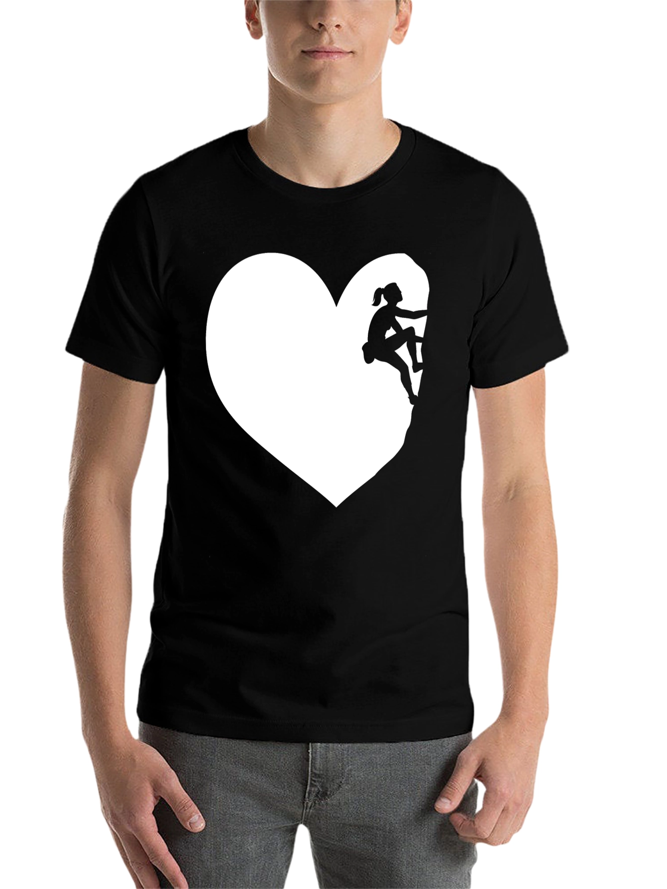 Black Climbing Heart Tee - Love to Climb Graphic T-Shirt view 7