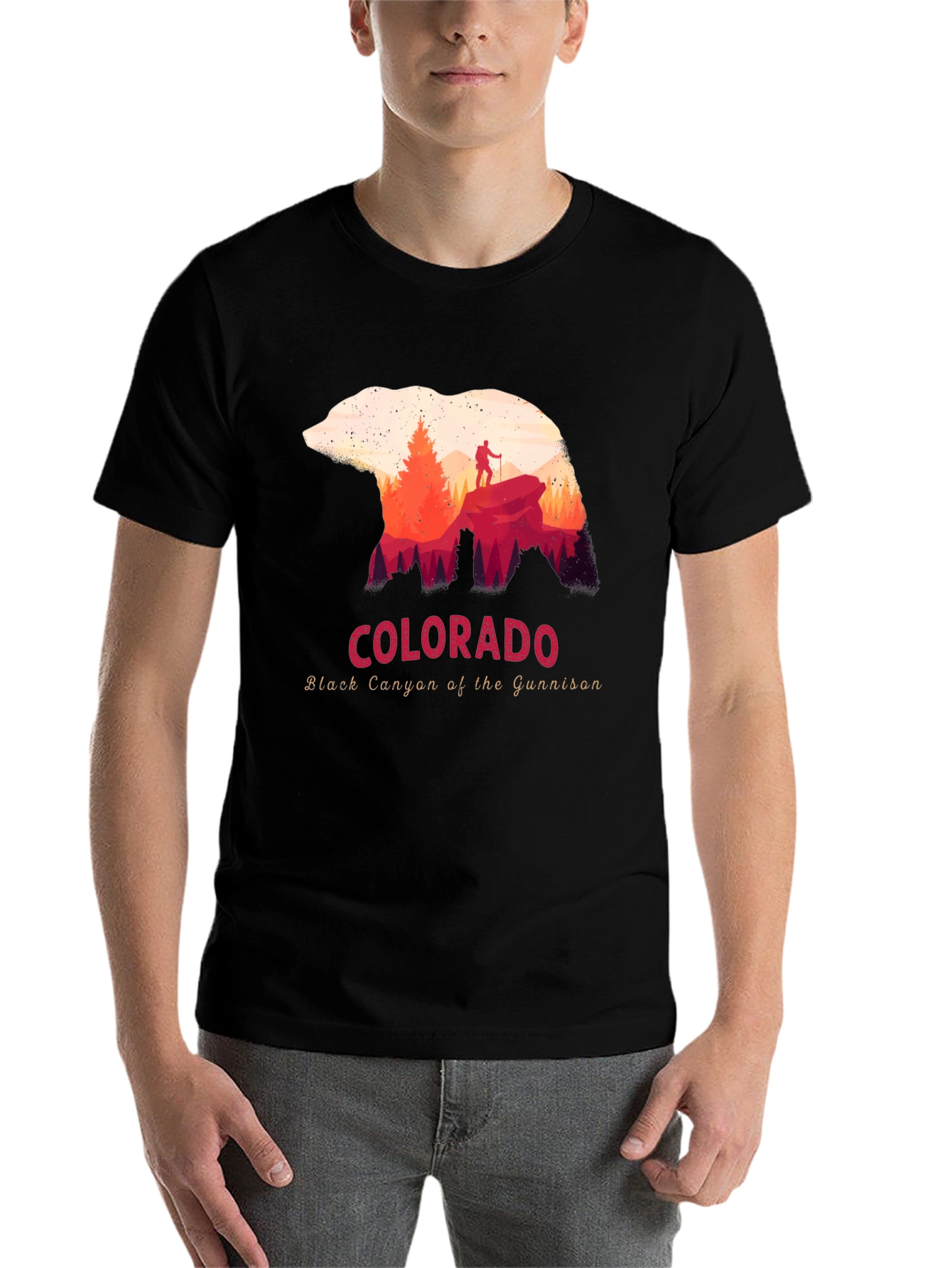 Black Colorado Black Canyon Bear Graphic T-Shirt view 7
