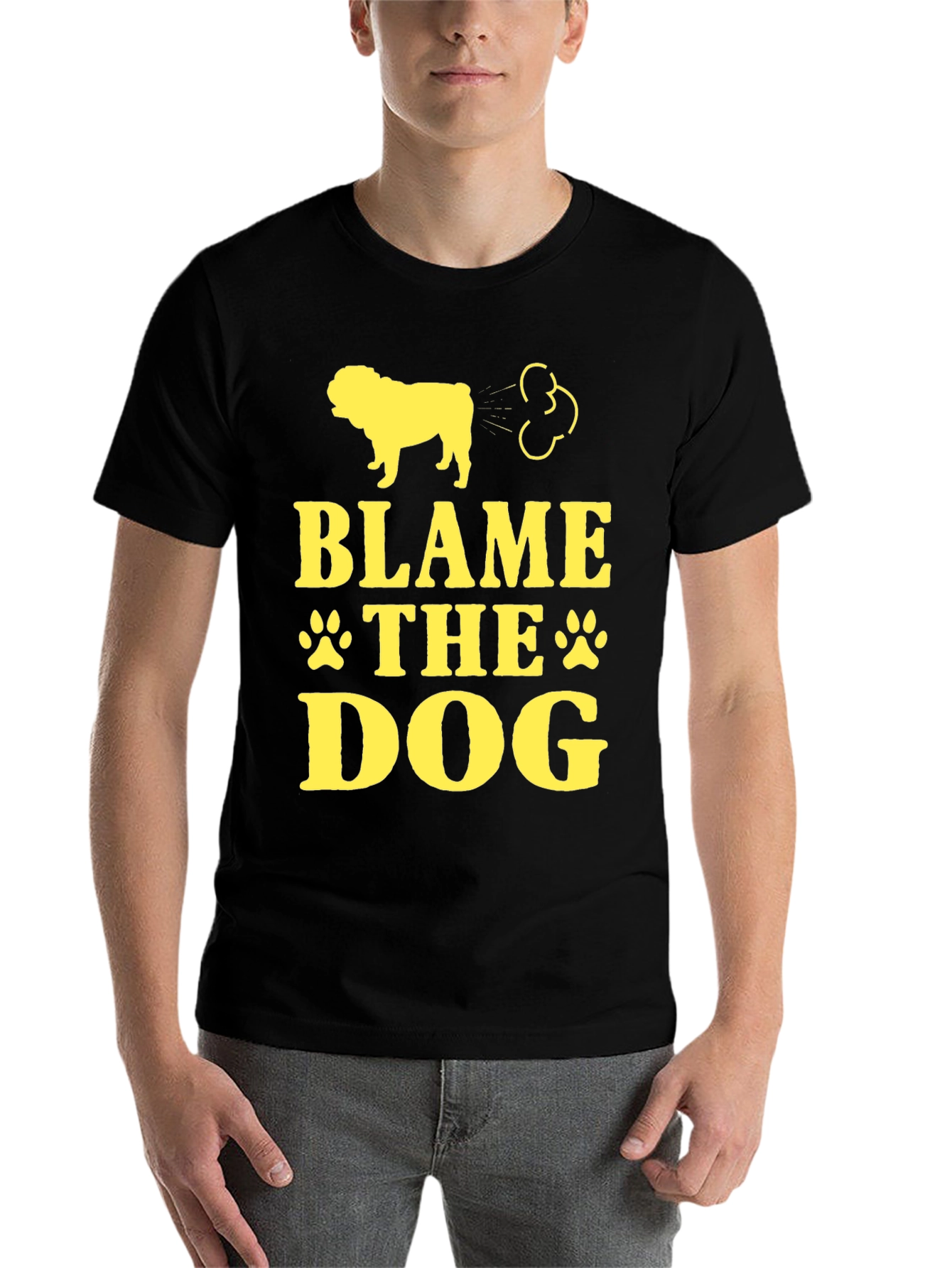 Black Blame The Dog Funny T-Shirt view 7