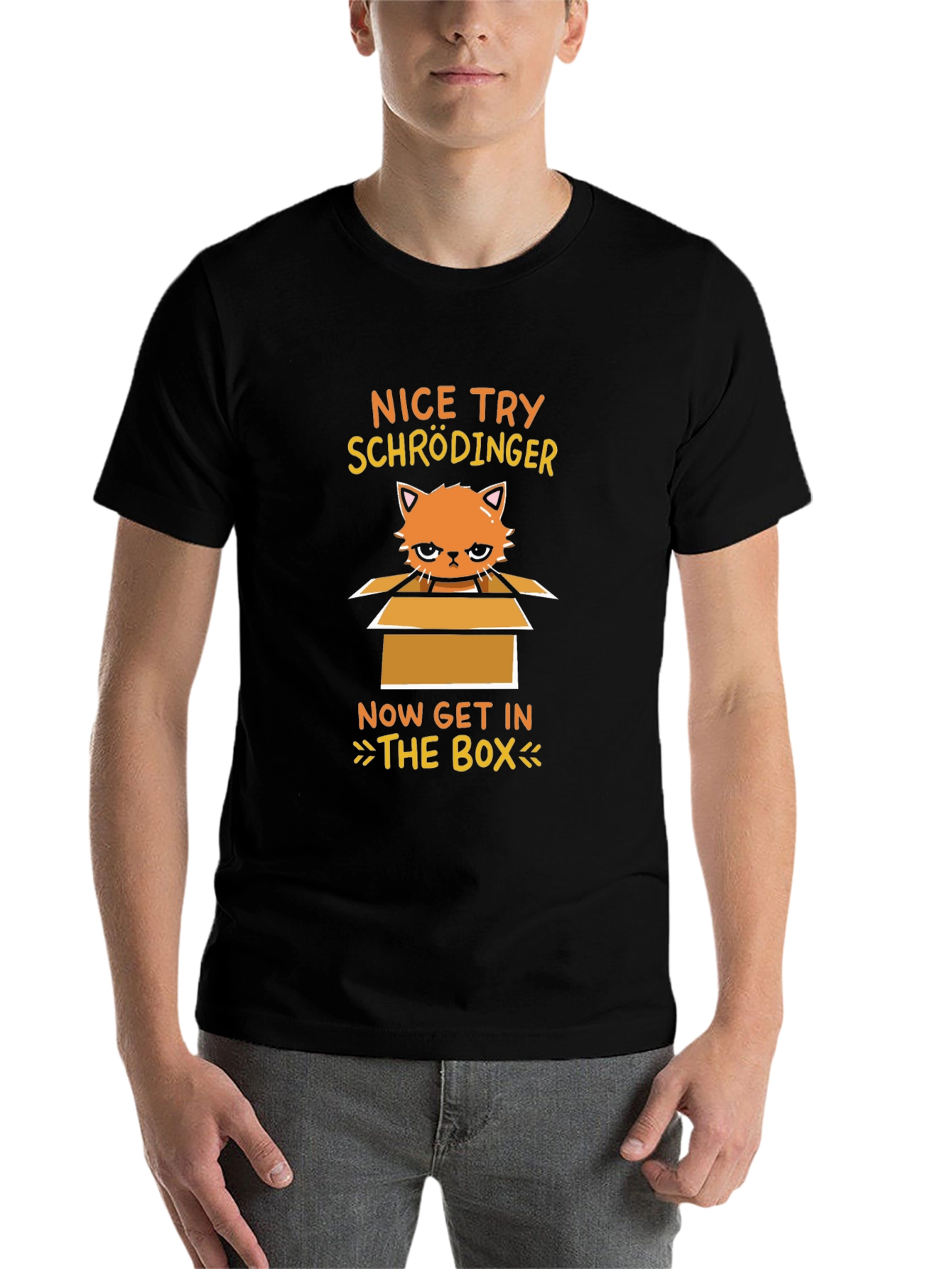 Black Schrödinger's Cat T-Shirt: Funny Science Tee view 7