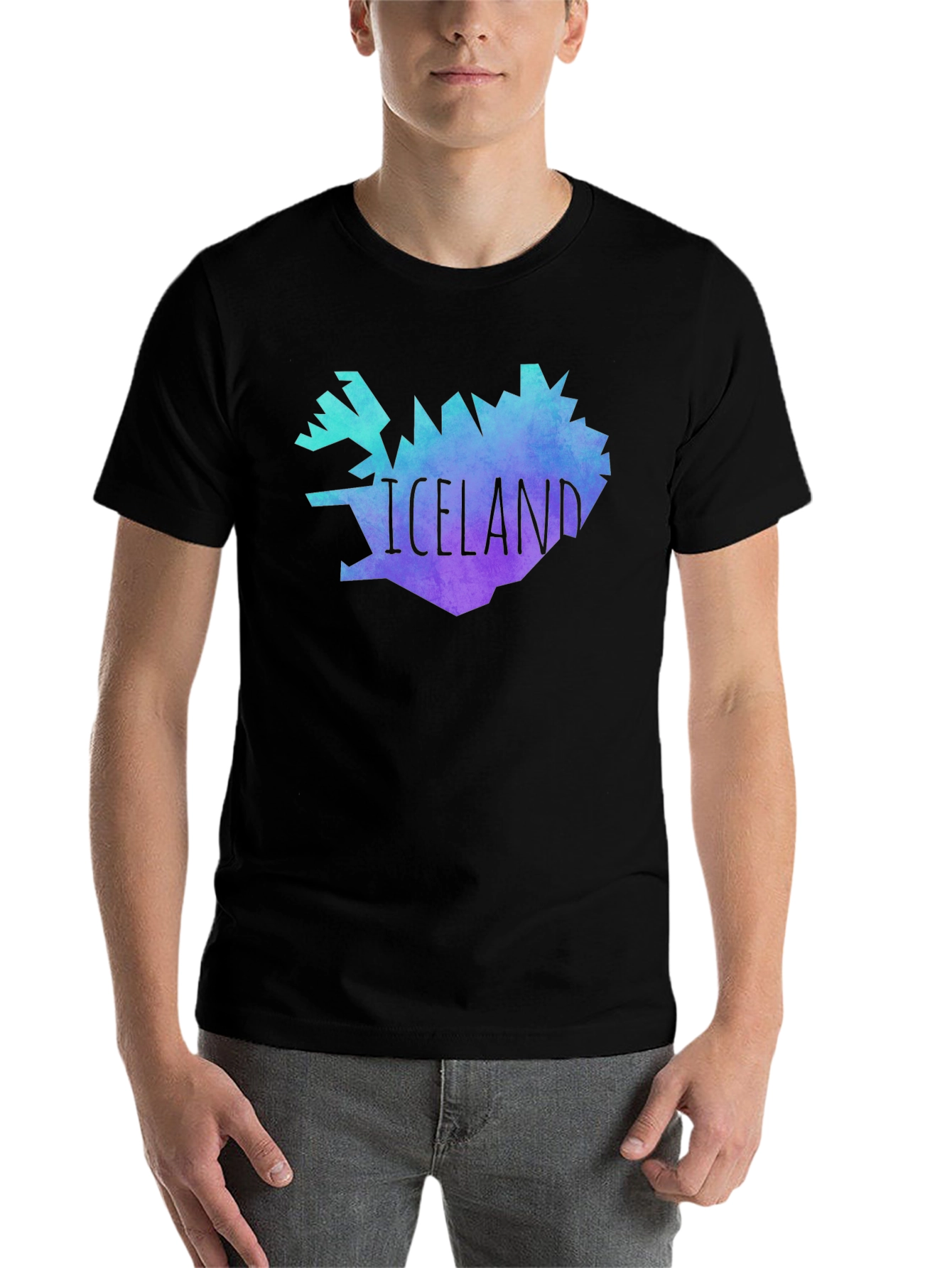 Black Iceland Map Graphic Tee - Black Unisex T-Shirt view 7