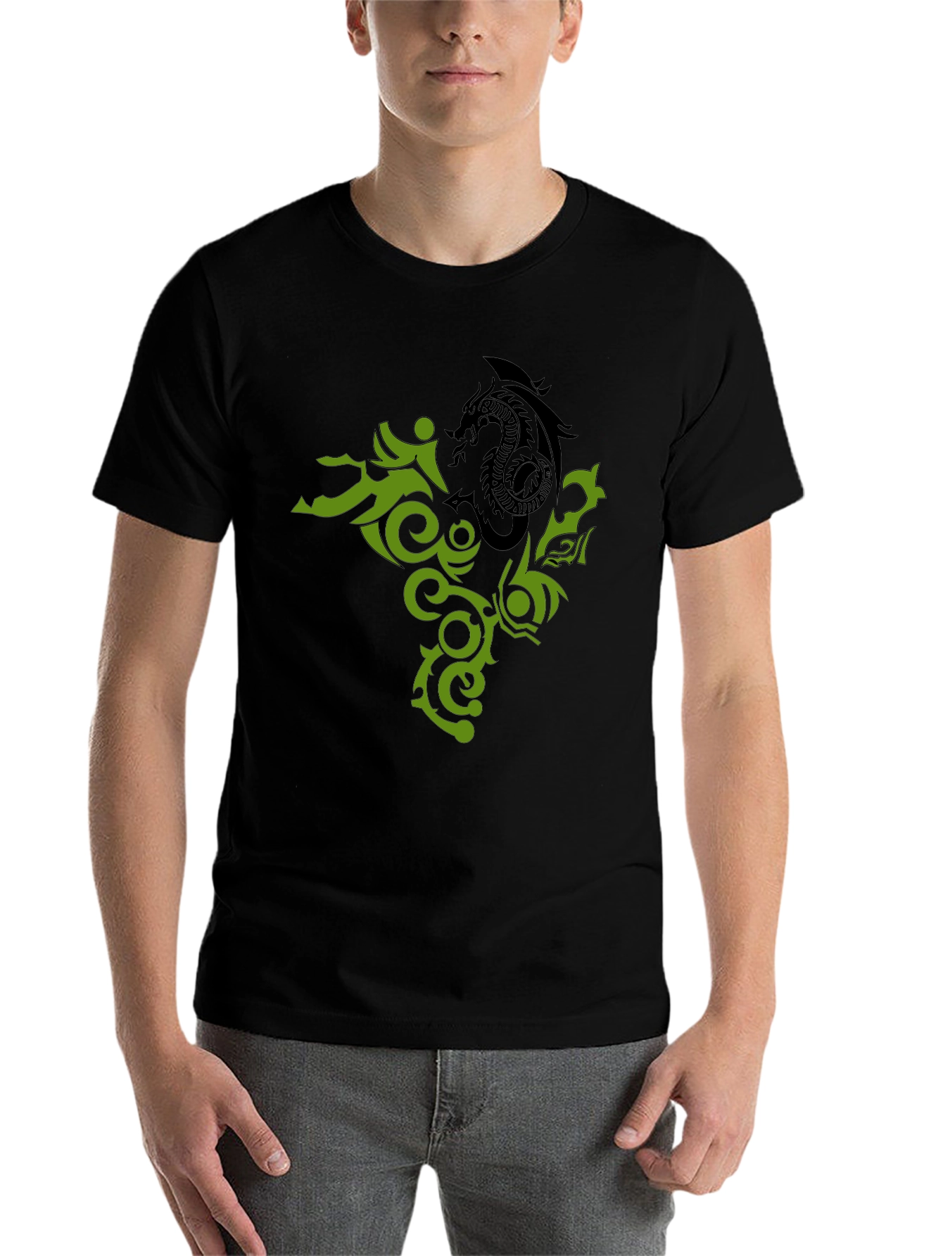 Black Dragon Tattoo Graphic Black T-Shirt view 7