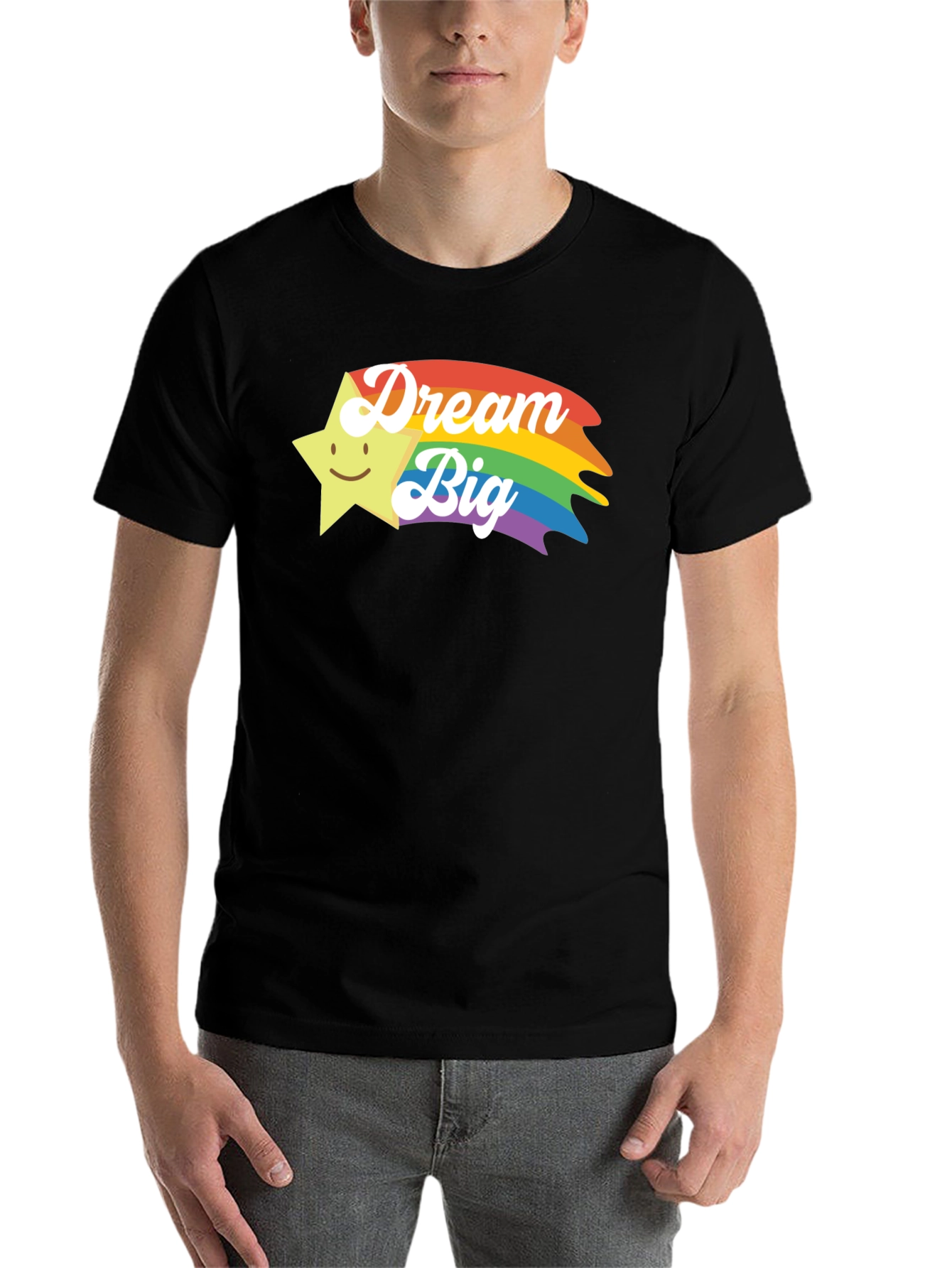 Black Dream Big Rainbow Star Graphic T-Shirt view 7