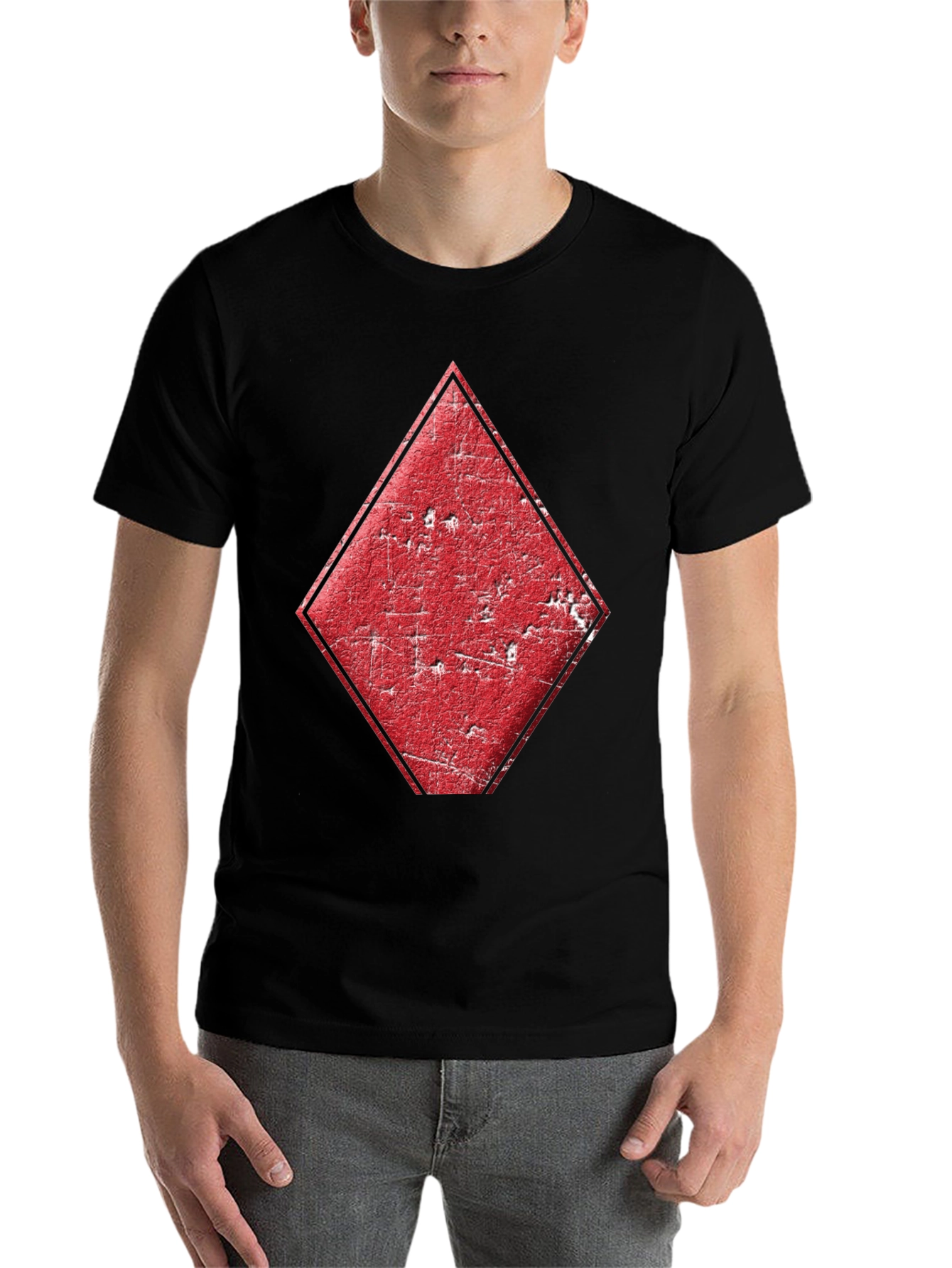 Black Diamond Card Suit Graphic Tee - Men's Black T-Shirt view 7