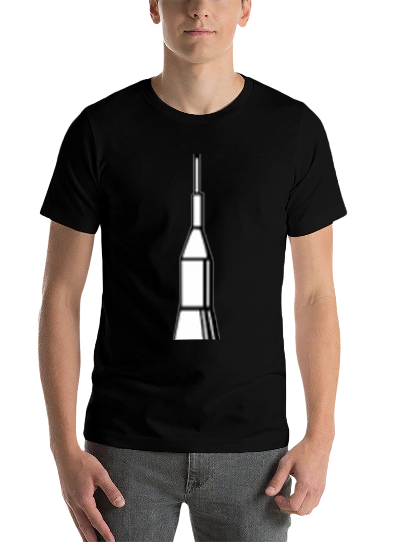 Black Rocket Graphic Tee - Space Launch Design T-Shirt view 7