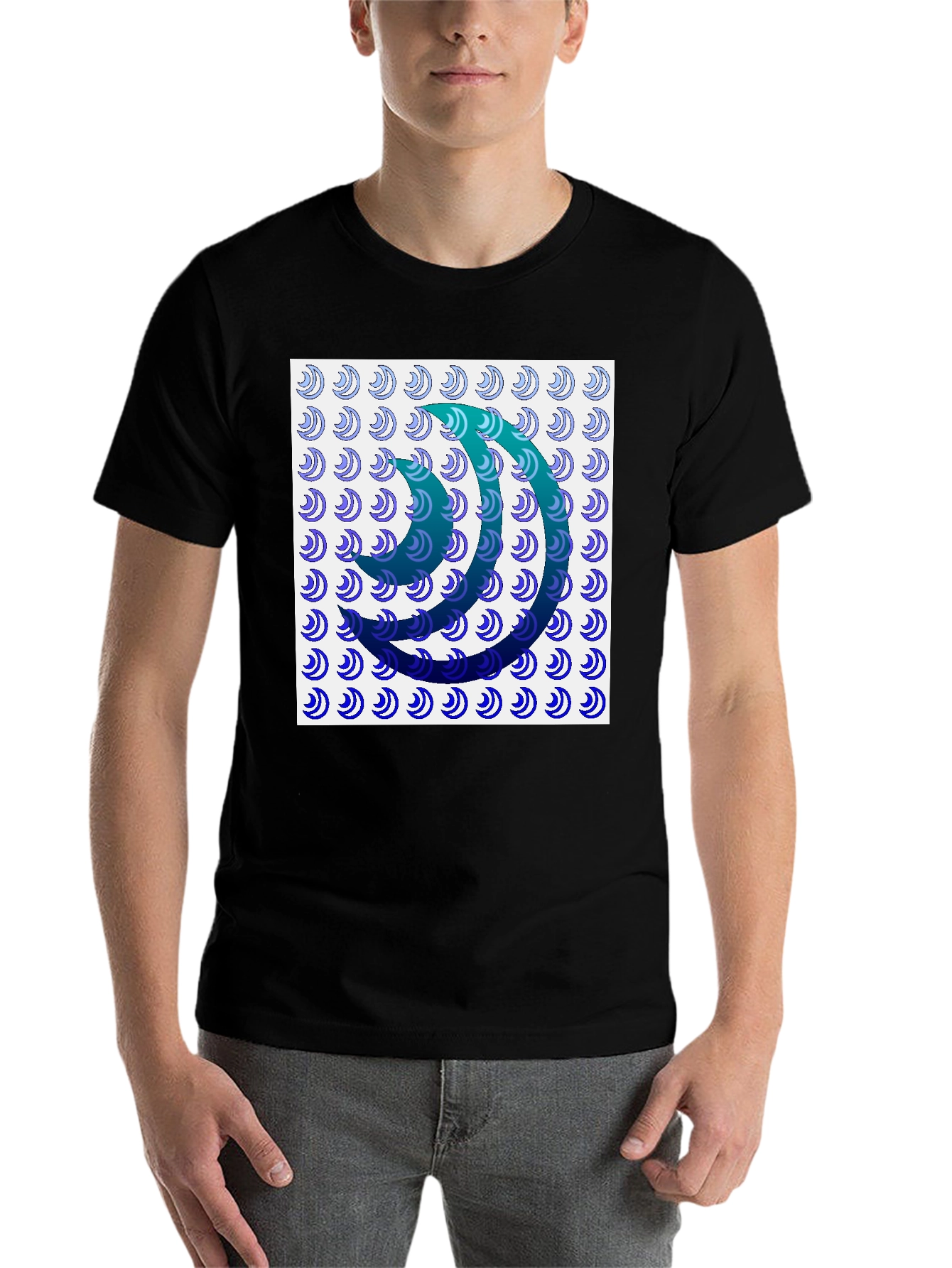 Abstract Wave Pattern Graphic T-Shirt - 7