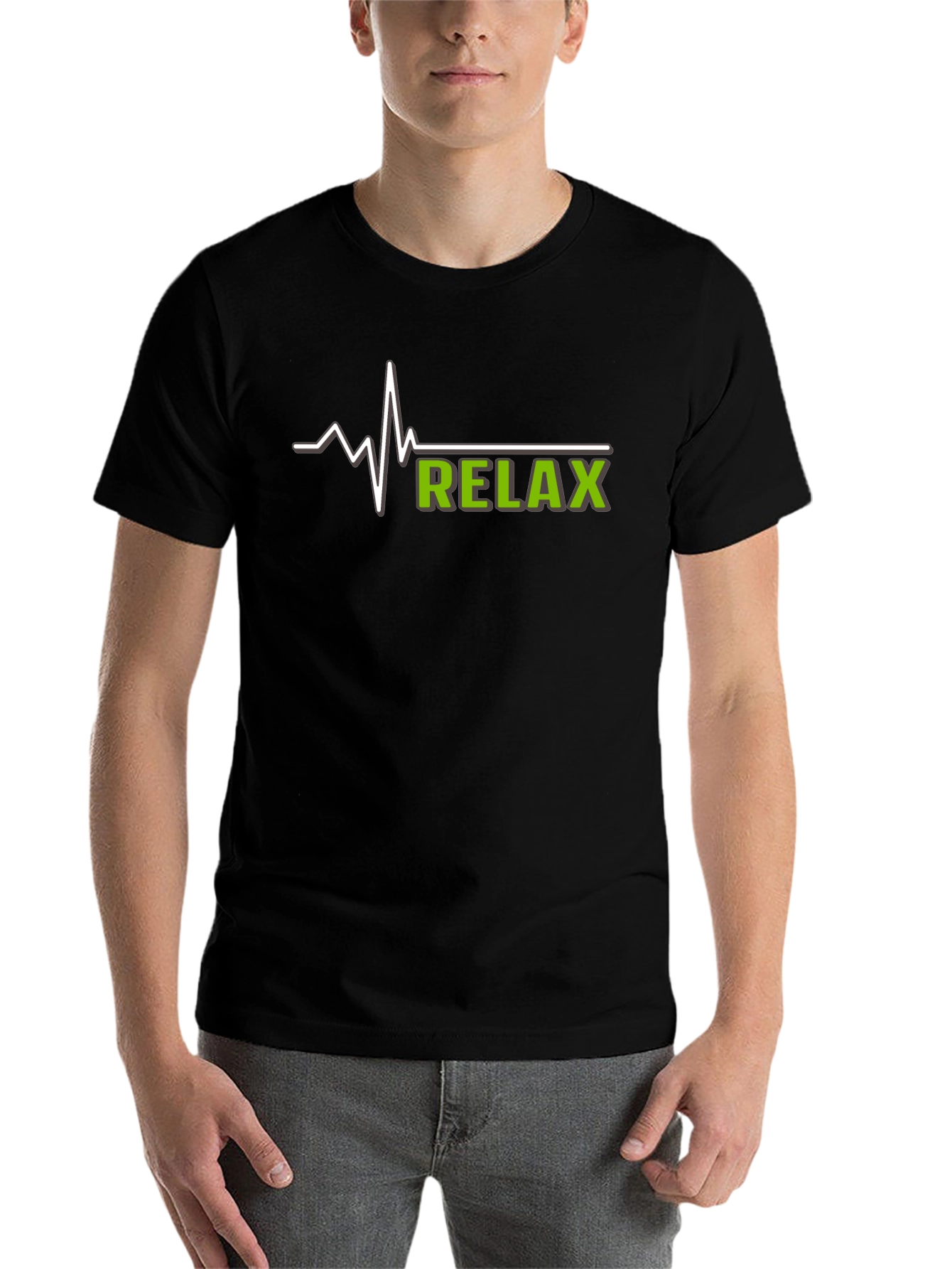 Black Relax Heartbeat T-Shirt - Casual Comfort view 7