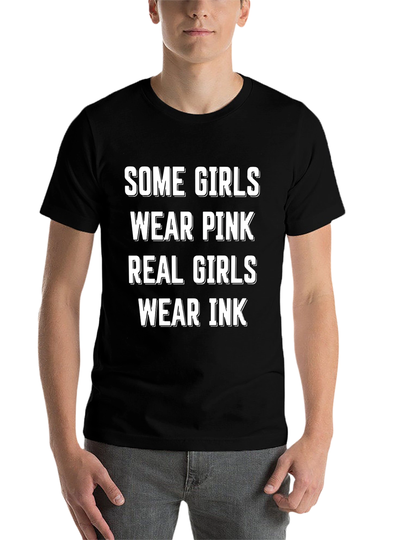 Black Real Girls Wear Ink T-Shirt - Funny Tattoo Tee view 7