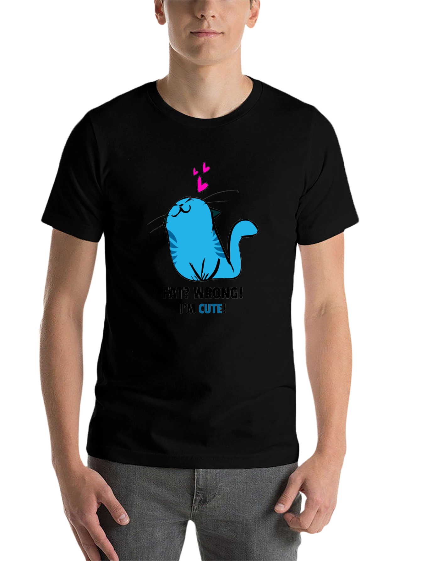 Black Cute Cat Graphic T-Shirt - Funny Kitten Tee view 7
