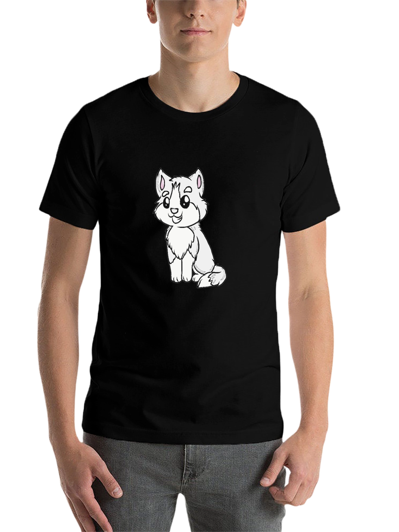 Black Cute Cartoon Animal Graphic Black T-Shirt view 7