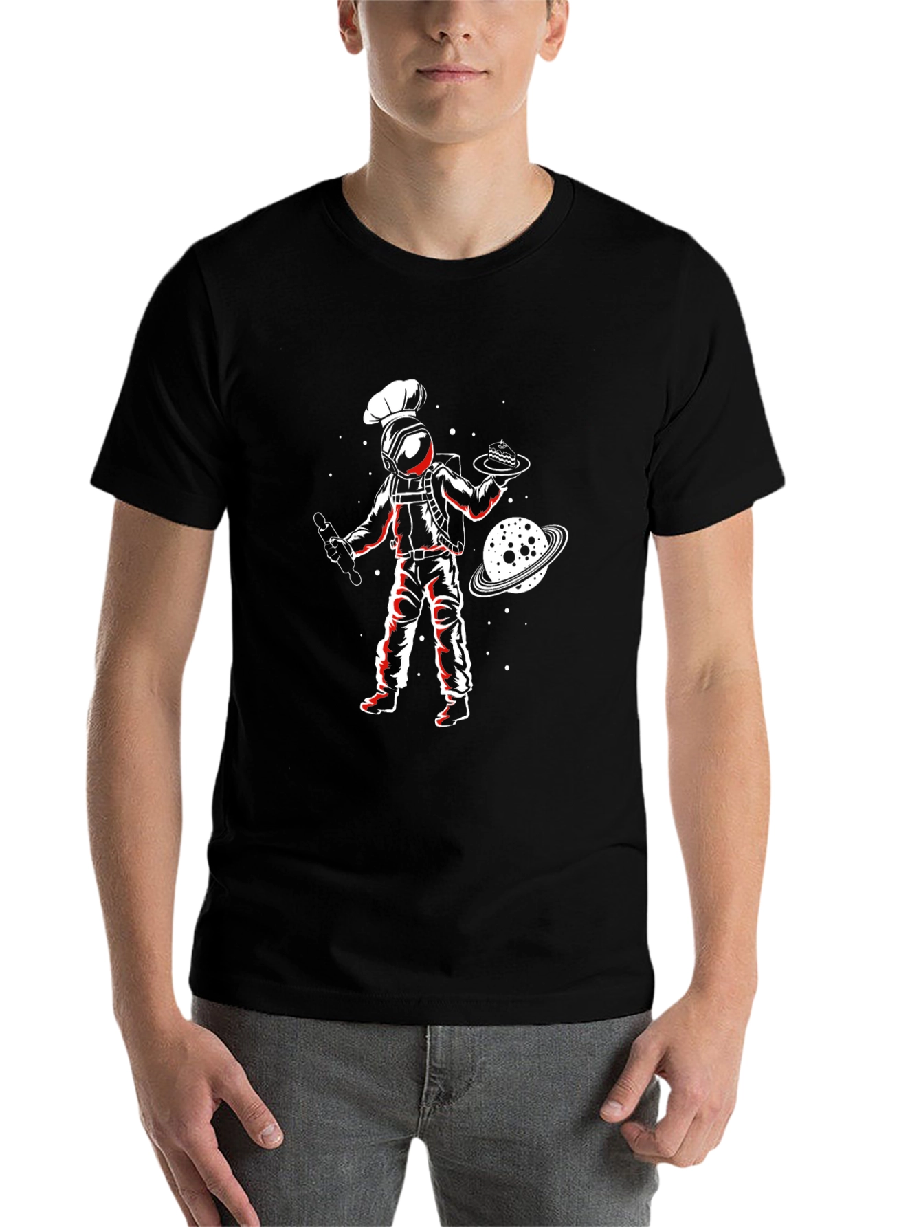 Black Chef Astronaut T-Shirt - Space Baker Design view 7