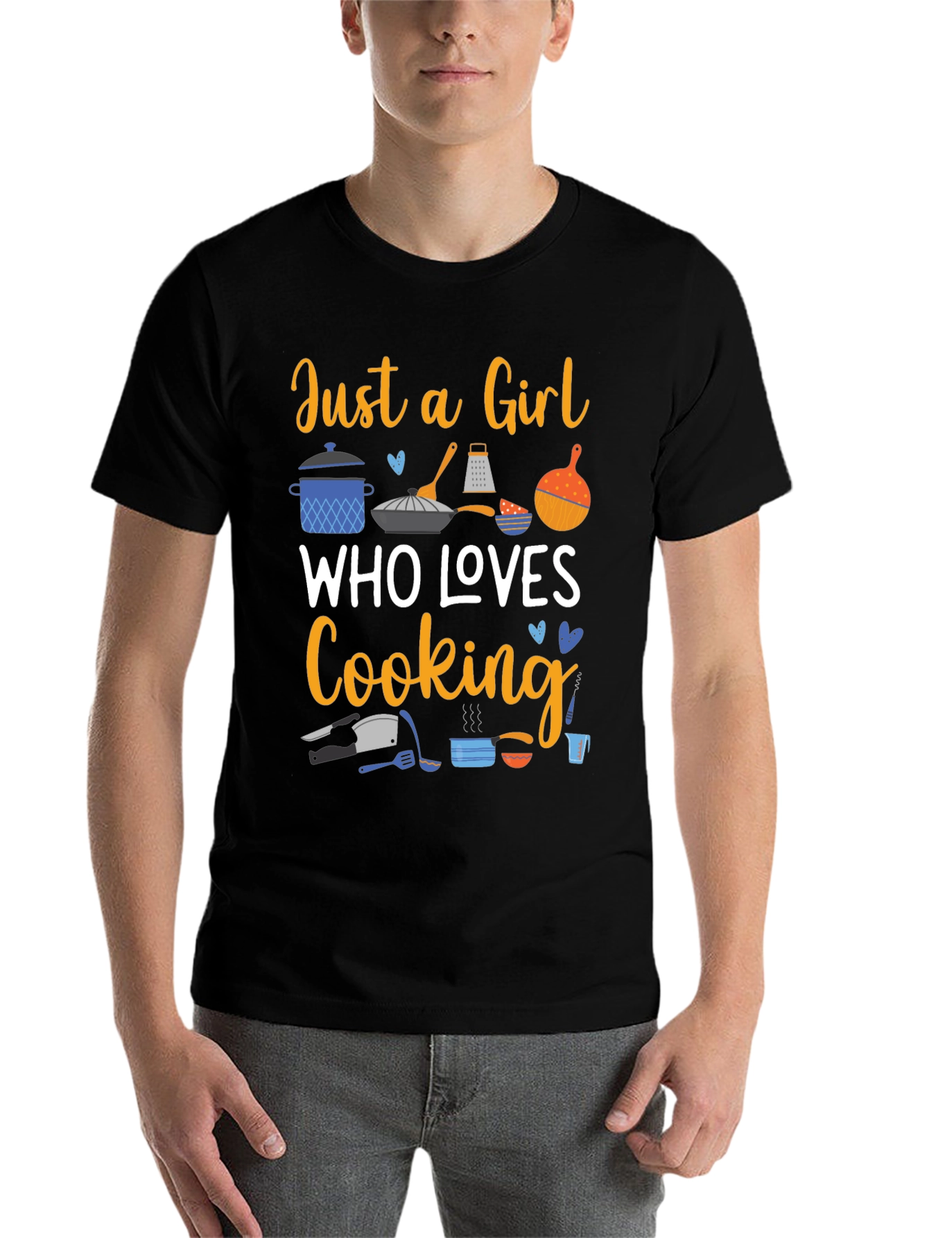 Black Just a Girl Who Loves Cooking T-Shirt view 7