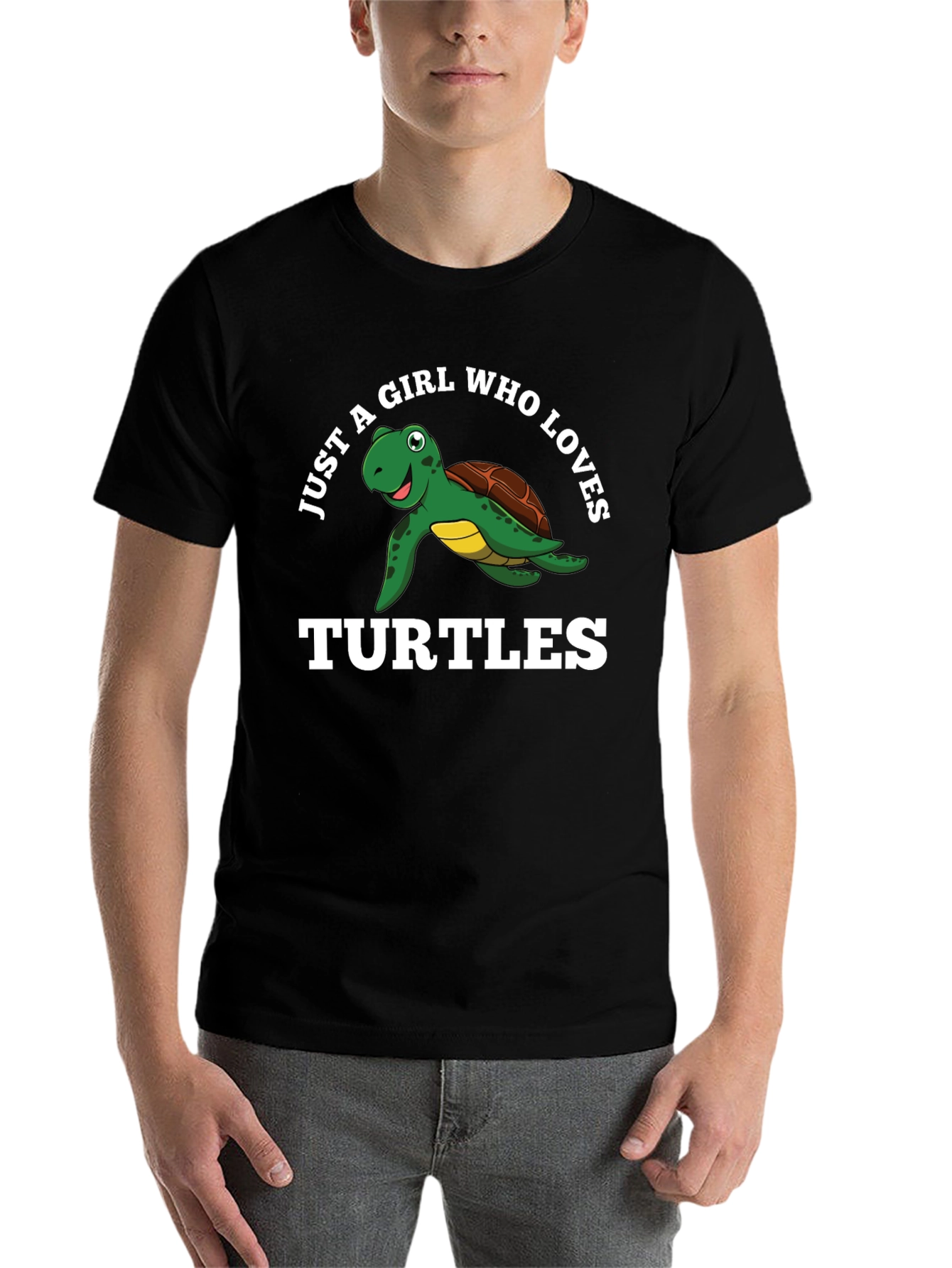 Black Just A Girl Who Loves Turtles Black T-Shirt view 7