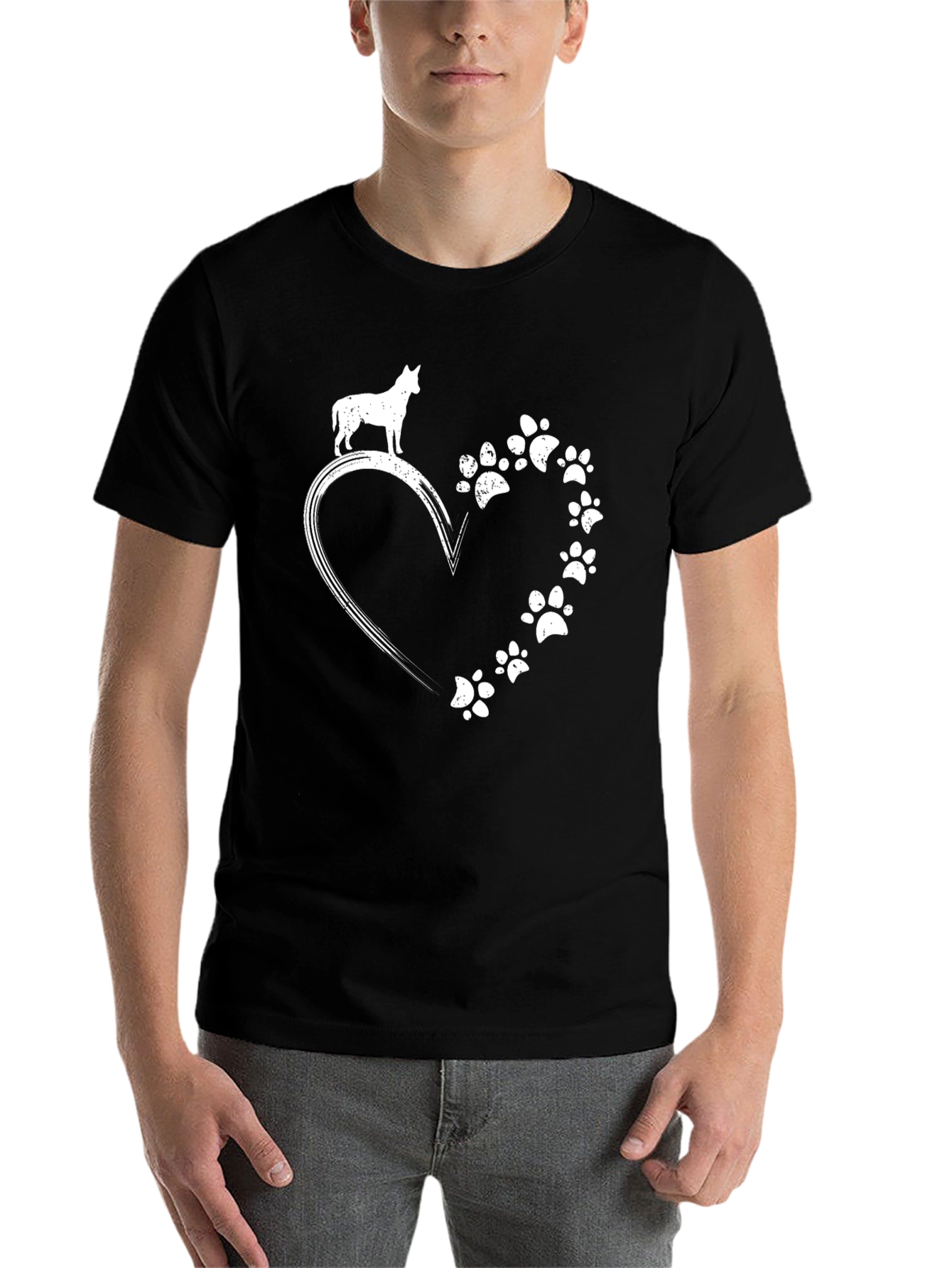 Black Dog Paw Heart T-Shirt - Unisex view 7