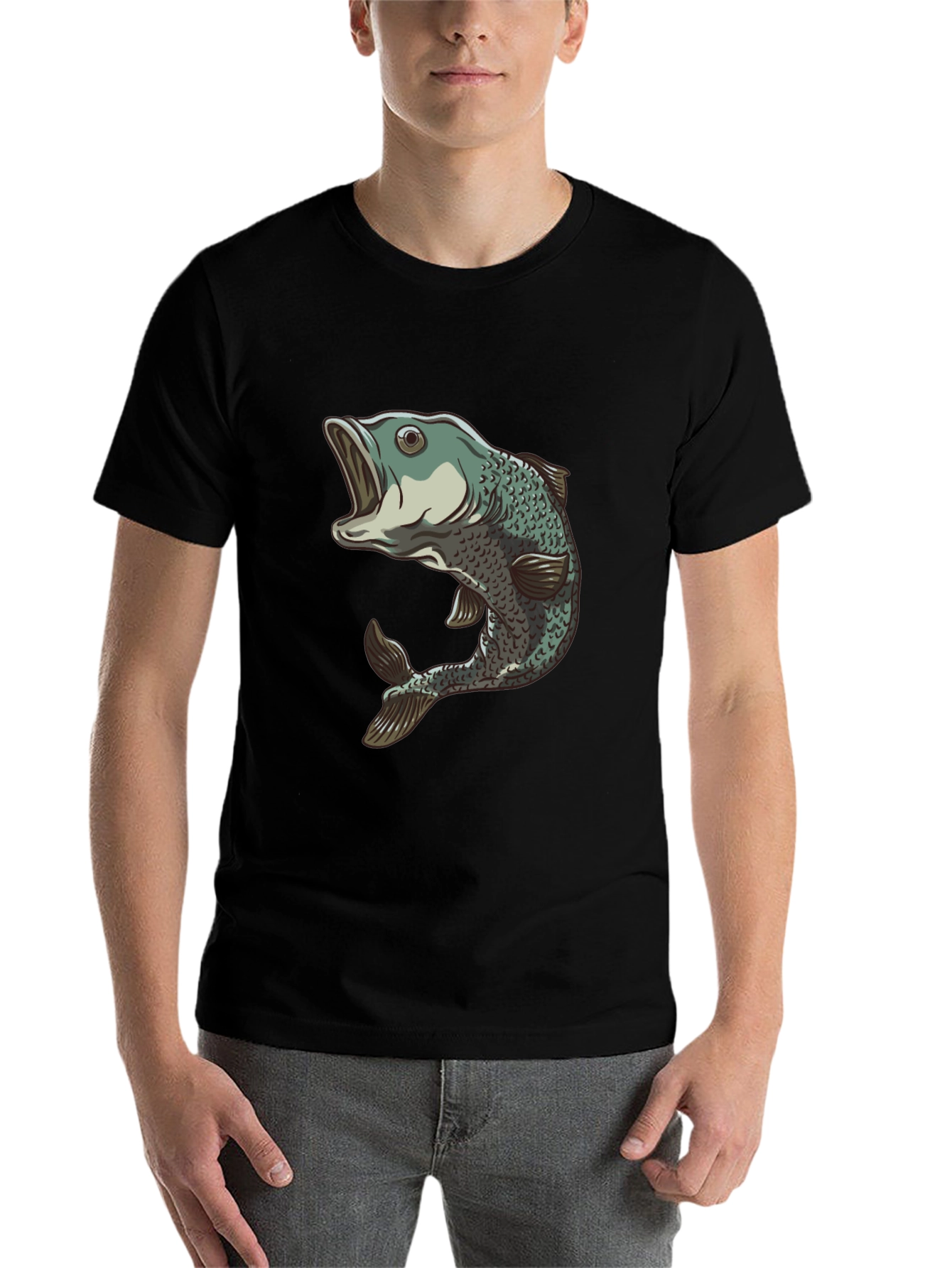 Black Bass Fish Graphic Black T-Shirt - Angler Apparel view 7