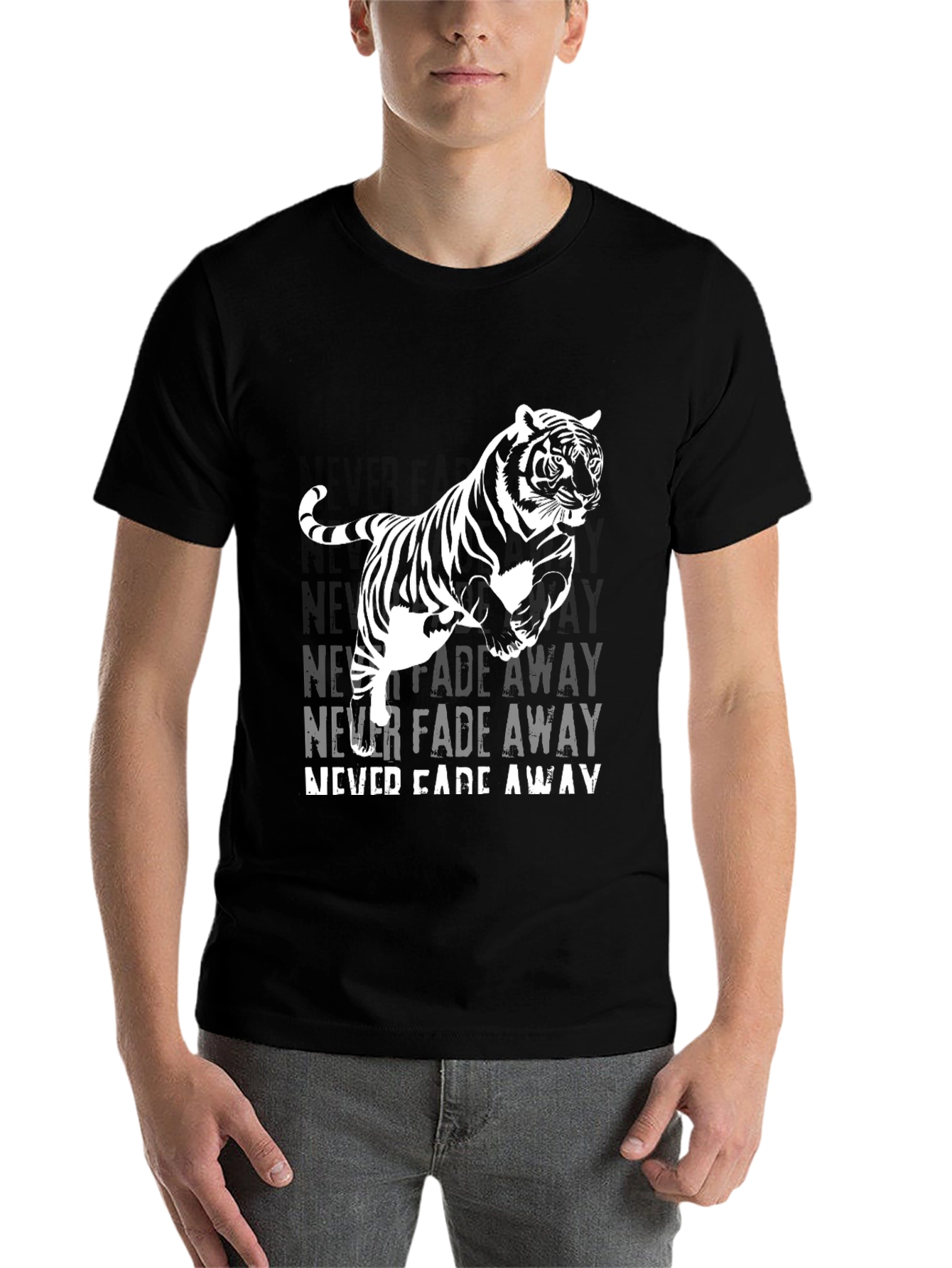 Black Bold Tiger Graphic Tee - Never Fade Away view 7