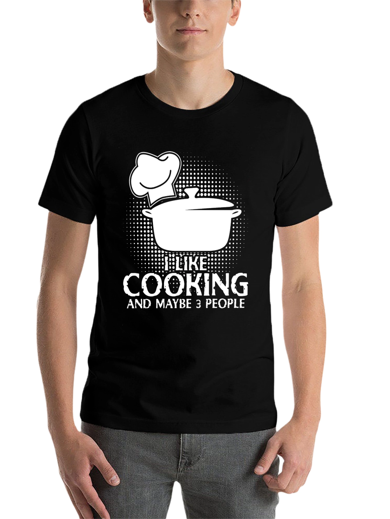 Black Funny Cooking Lover T-Shirt - I Like Cooking and Maybe 3 People view 7