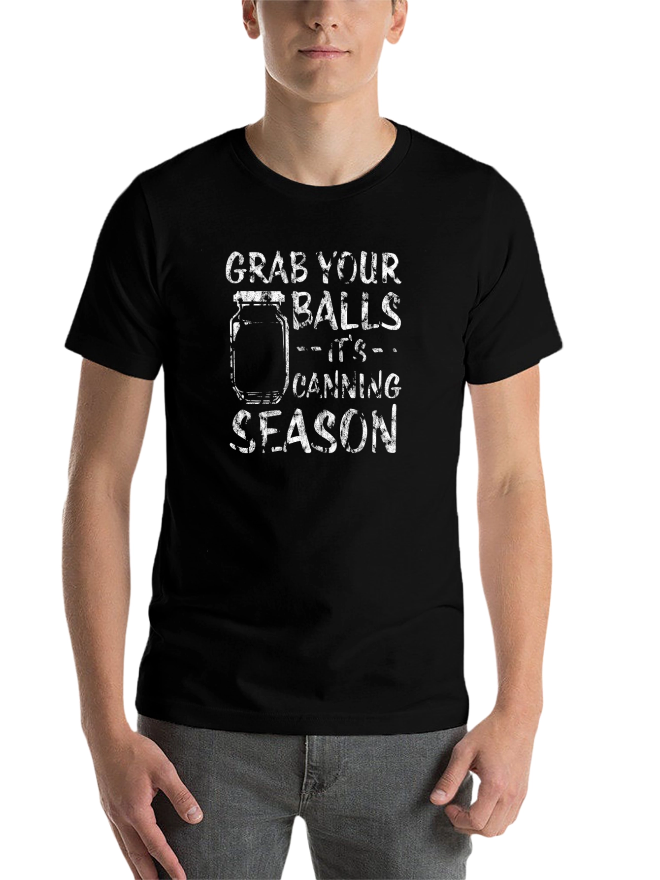 Black Grab Your Balls Canning Season Novelty Graphic T-Shirt view 7