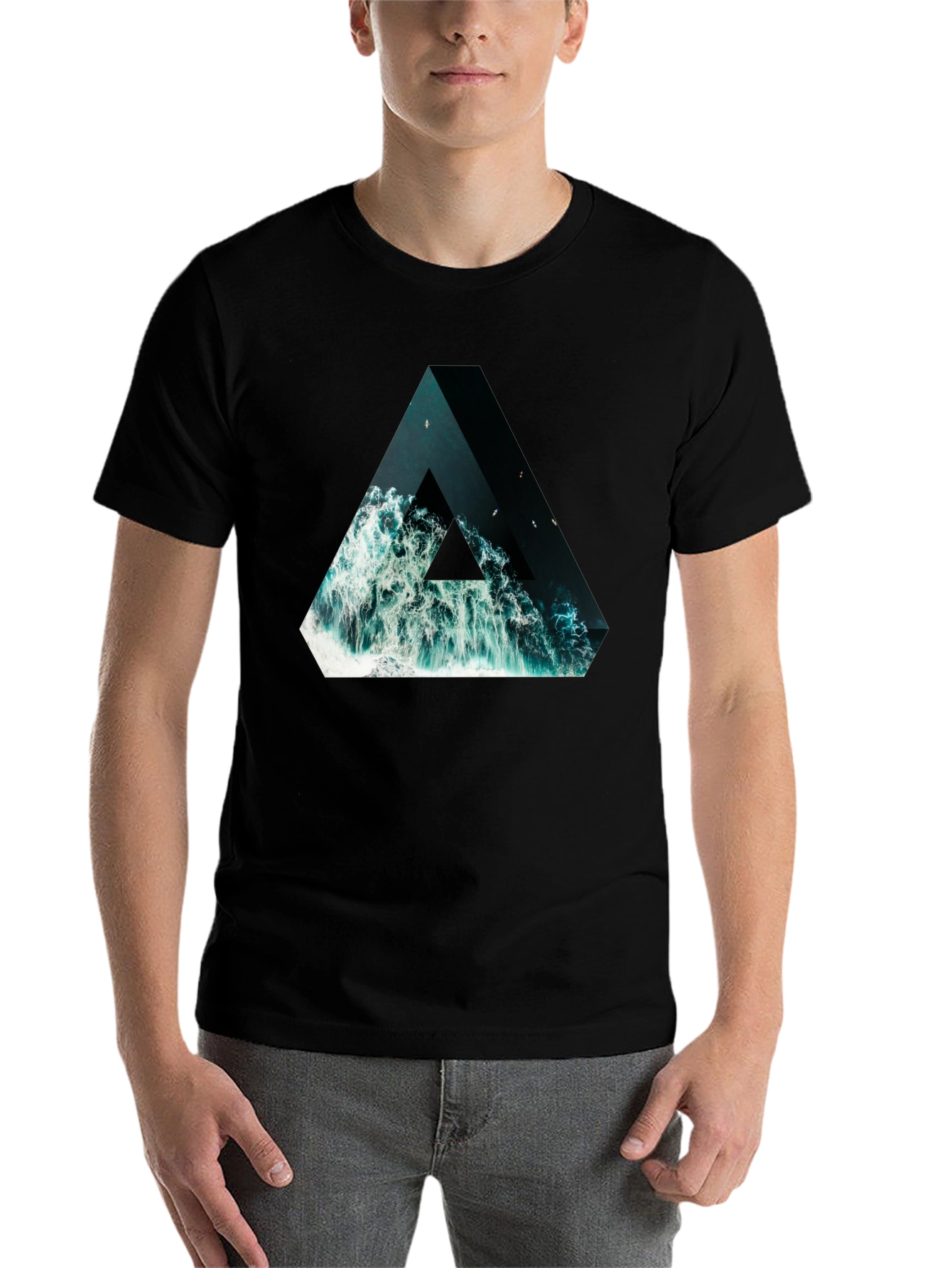Black Ocean Triangle Graphic Tee - Unique Design! view 7