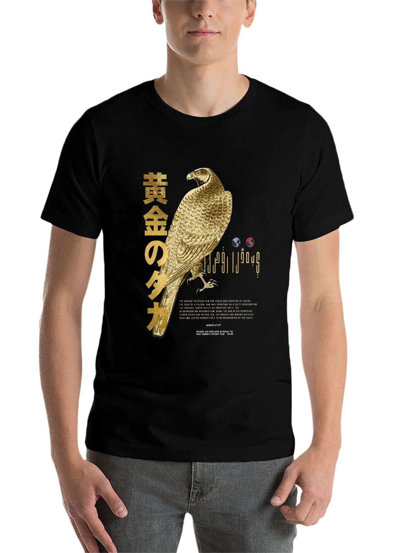 Black Golden Hawk Graphic T-Shirt view 7